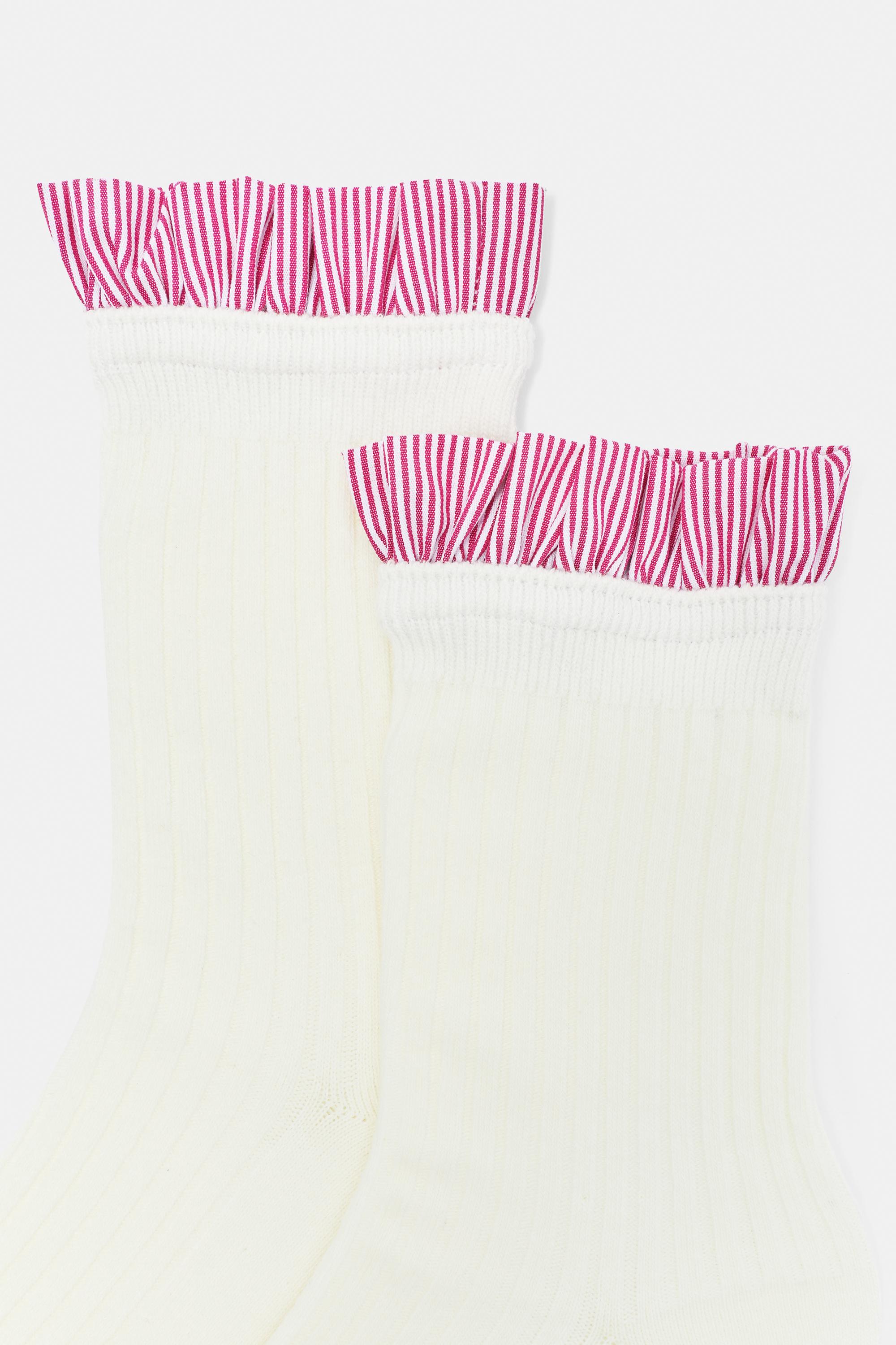 Poplin ruffle socks — White