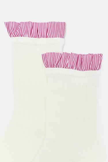 Poplin ruffle socks — White 2