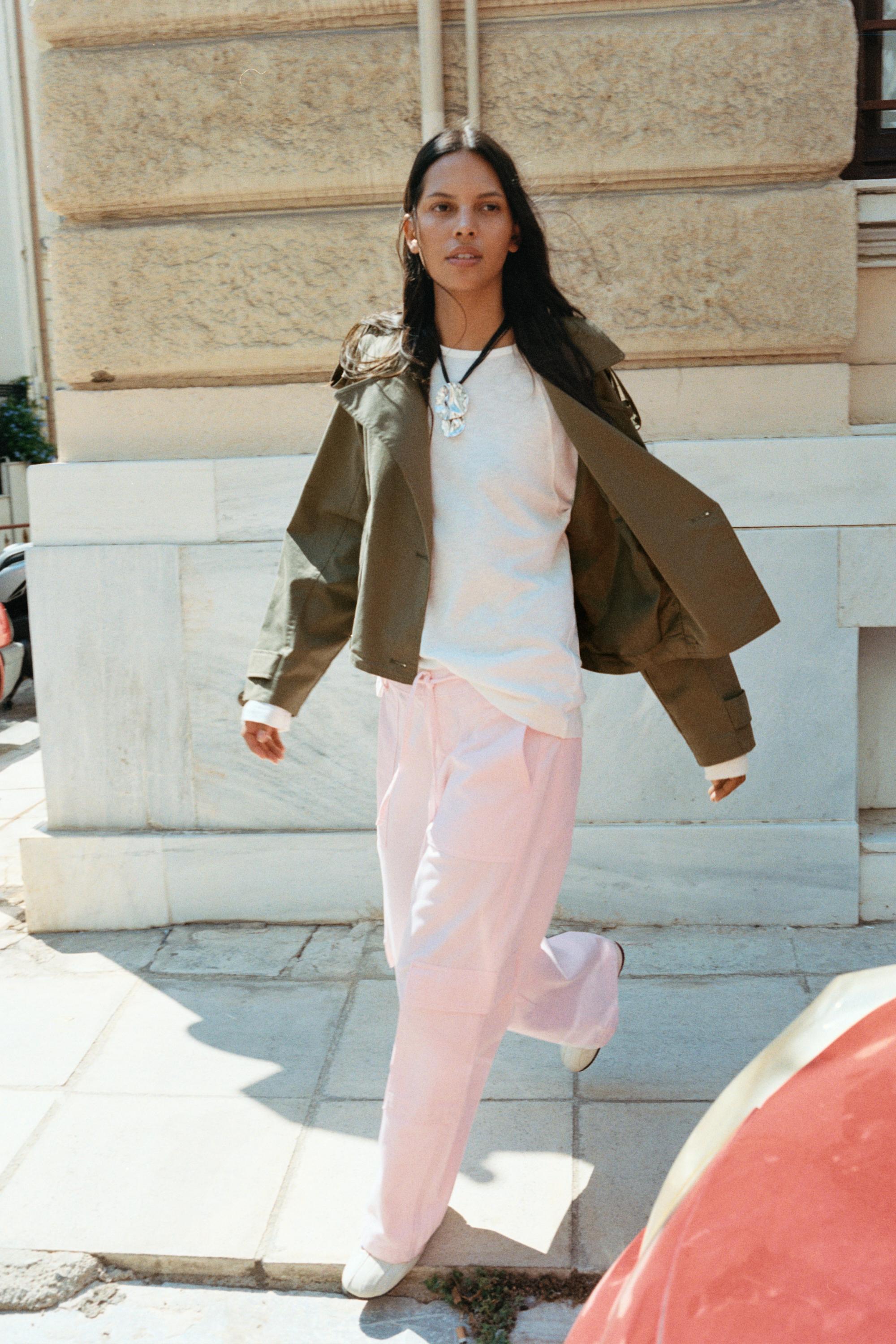 Straight pink cargo trousers — Pink