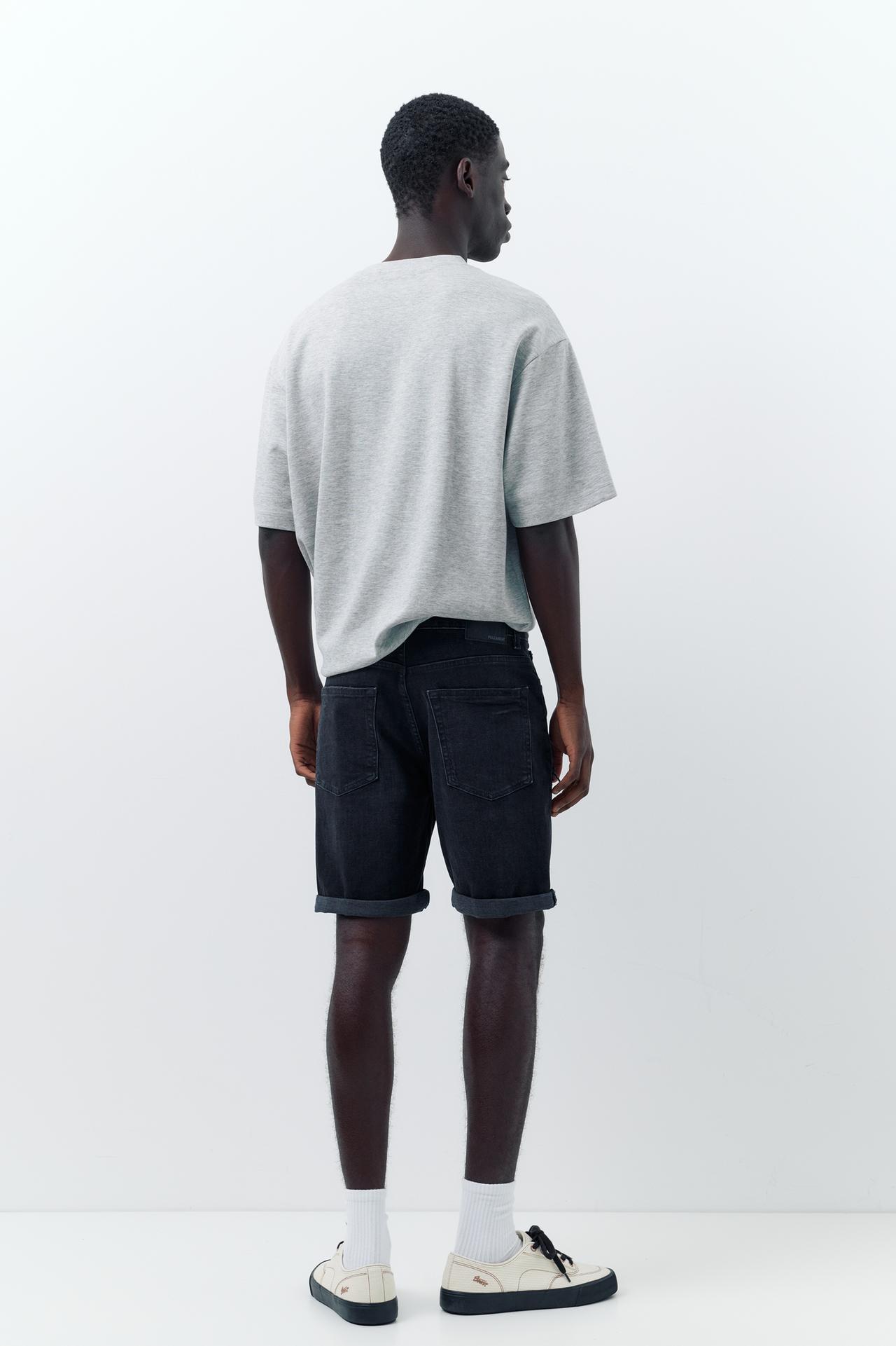 Ripped denim Bermuda shorts — Faded black