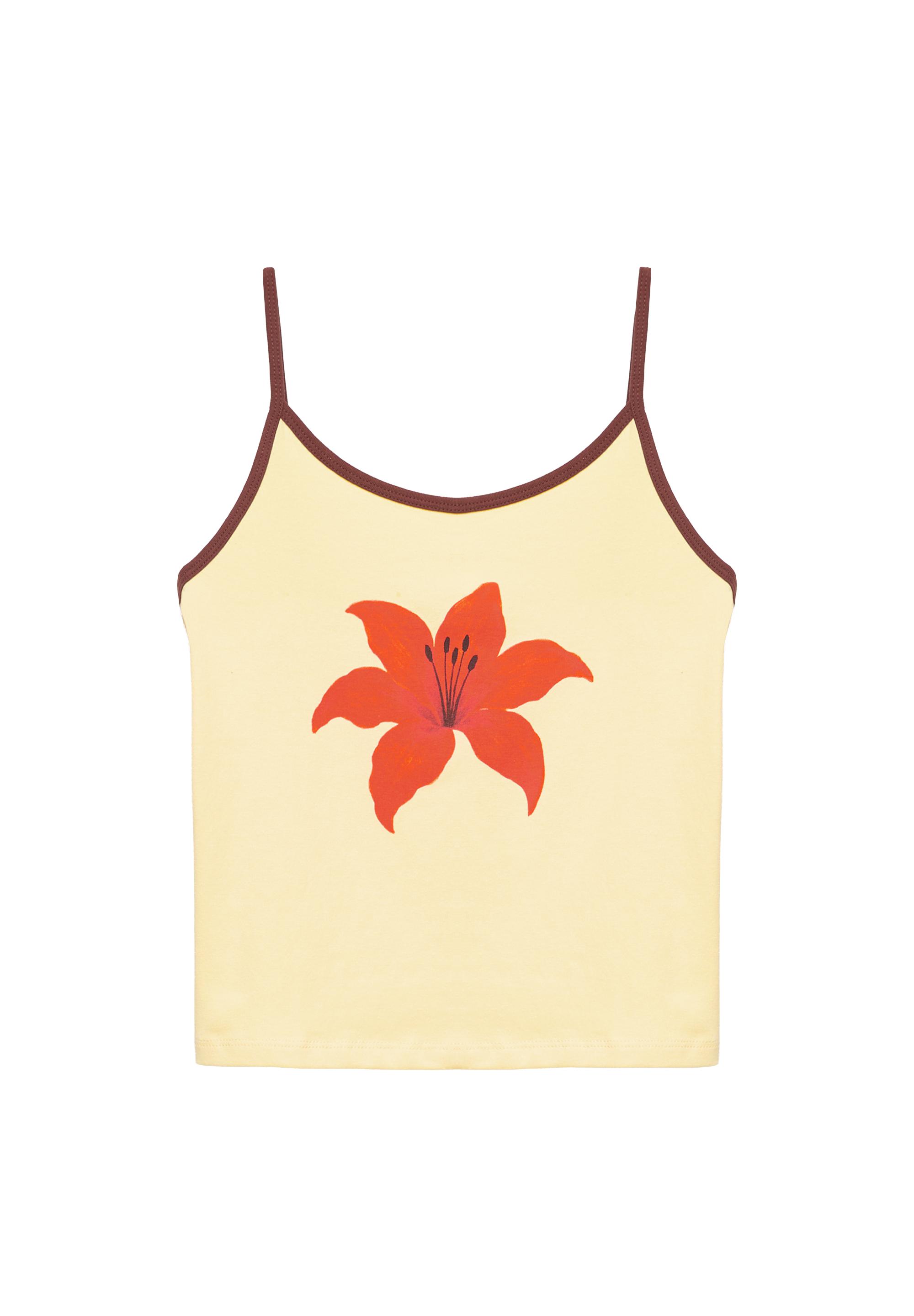 Hibiscus flower strappy top — Yellow