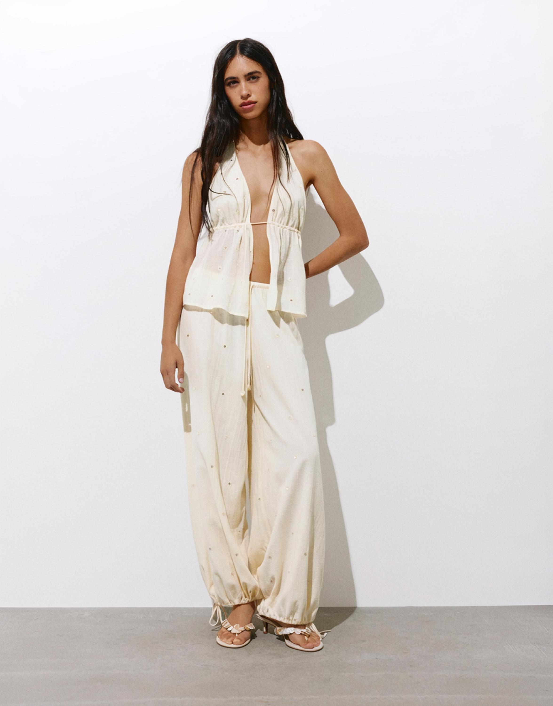 Halter top with mirror details — Vanilla