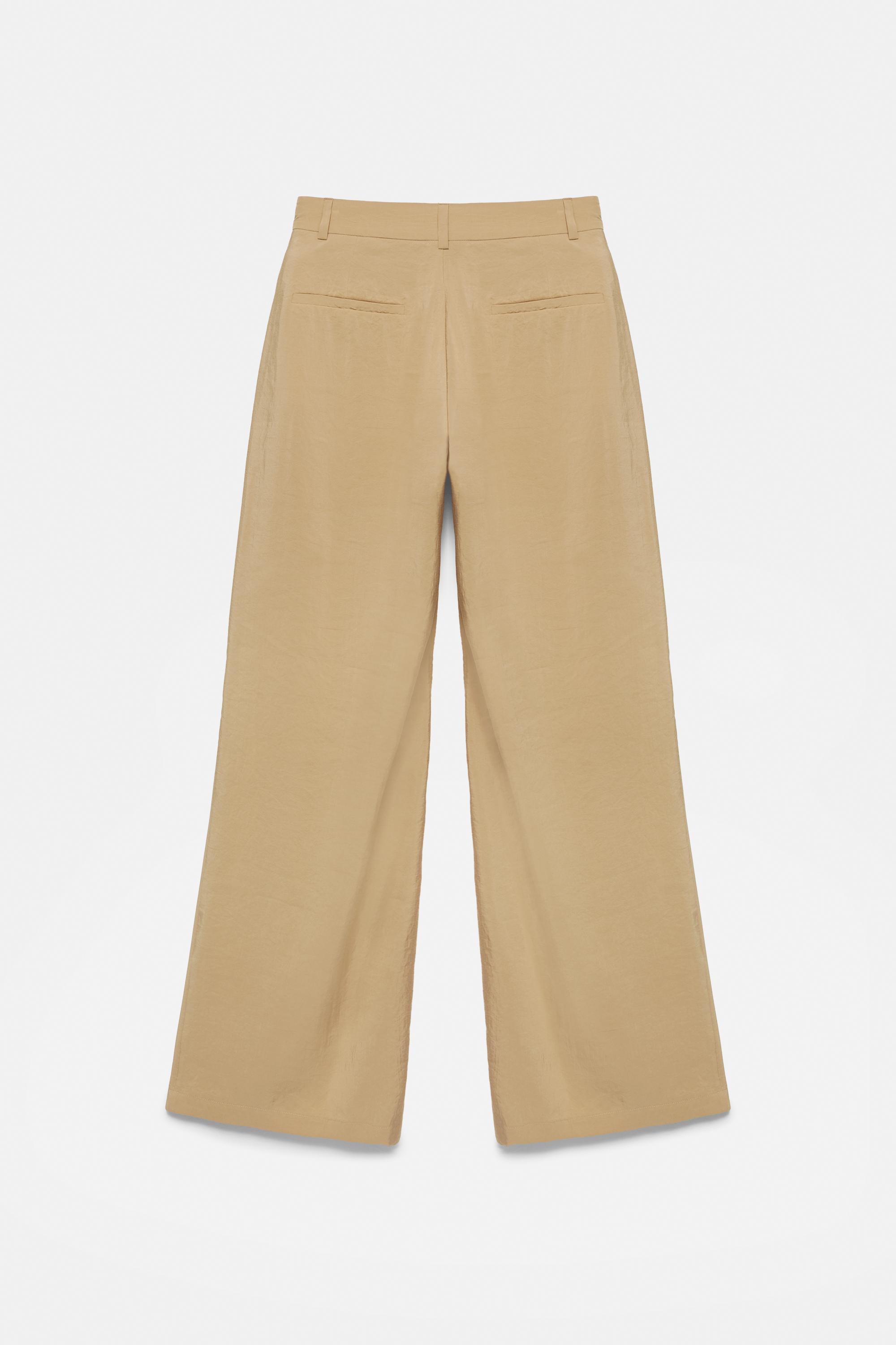 Wide-leg darted trousers — Light camel