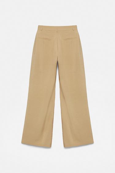 Wide-leg trousers with darts — Light camel 8