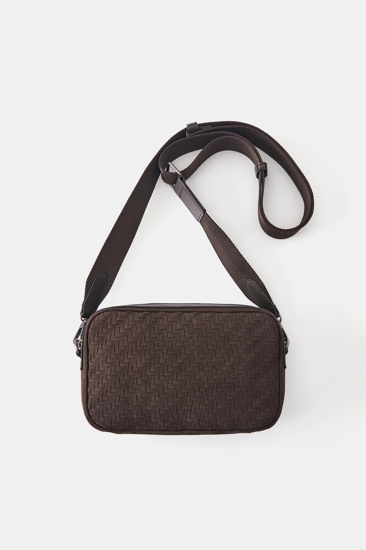 Woven crossbody bag — Brown
