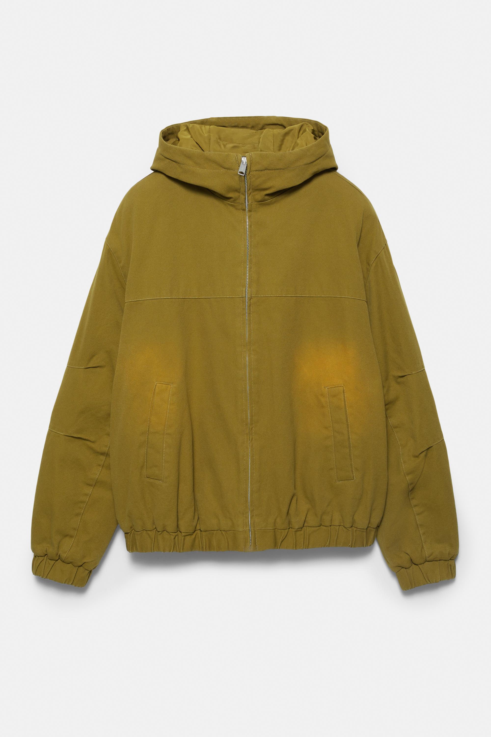 Hooded jacket with faded detail — Green