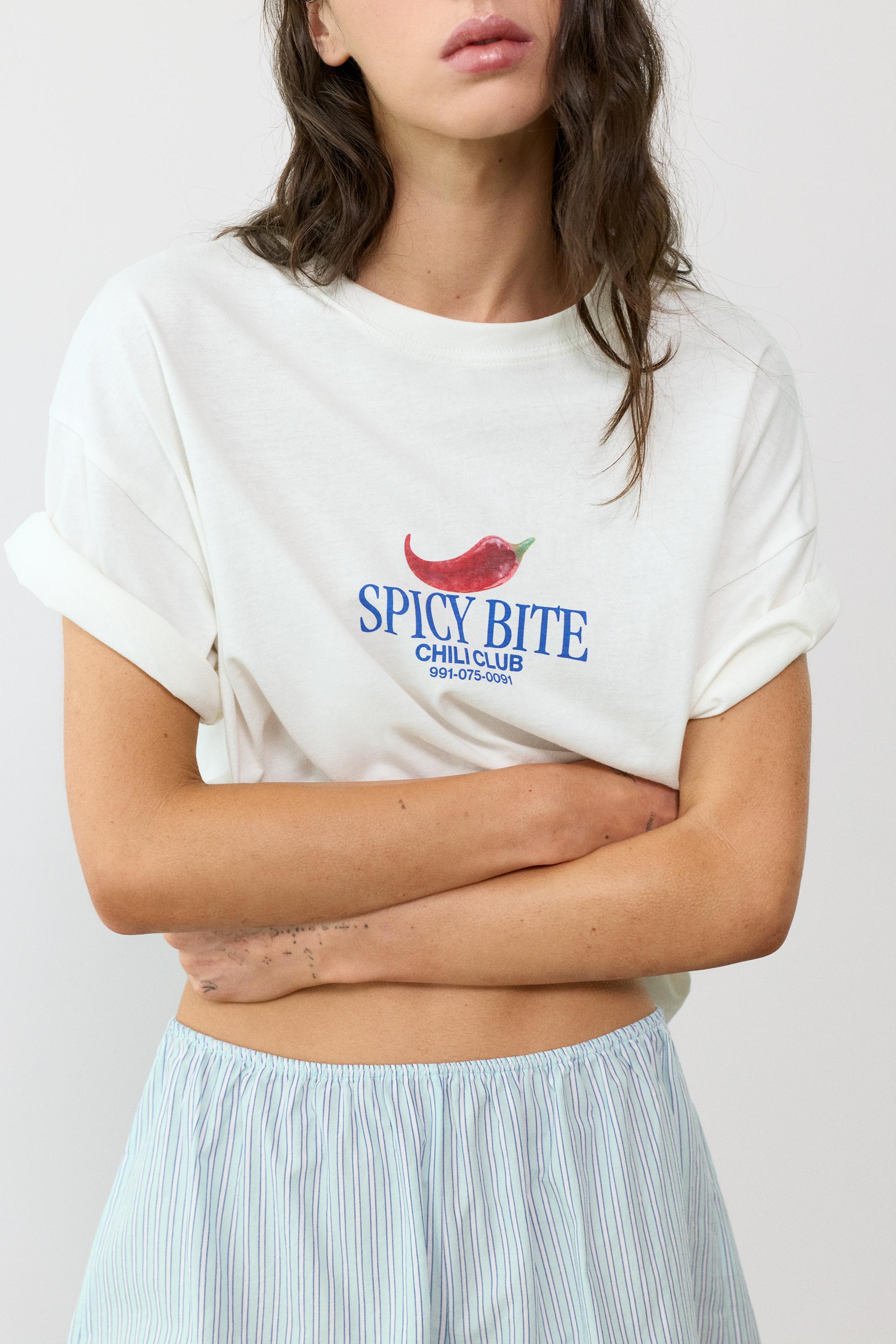 Oversize chilli graphic T-shirt — Ice