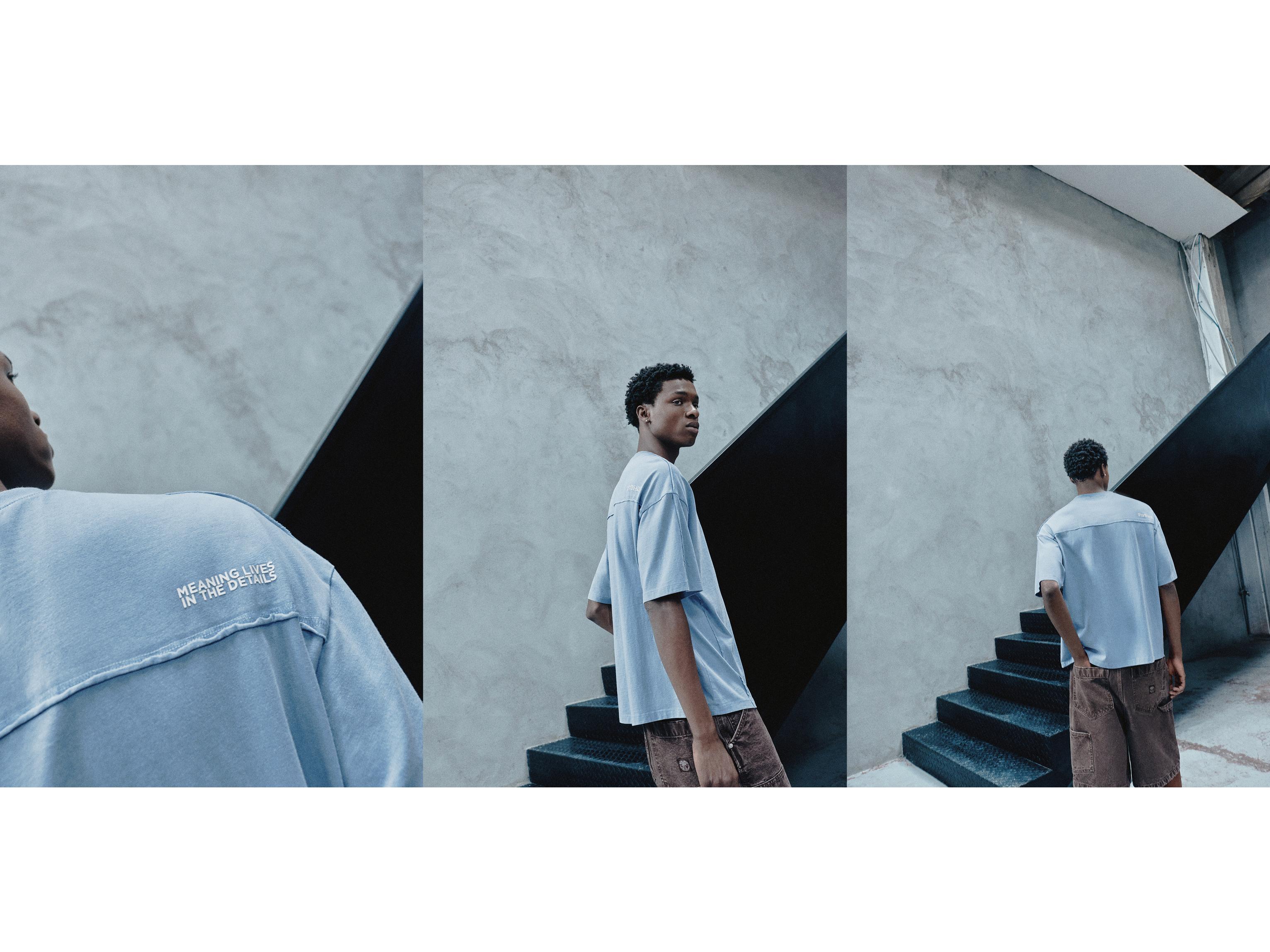 Relaxed fit overlock T-shirt — Medium blue