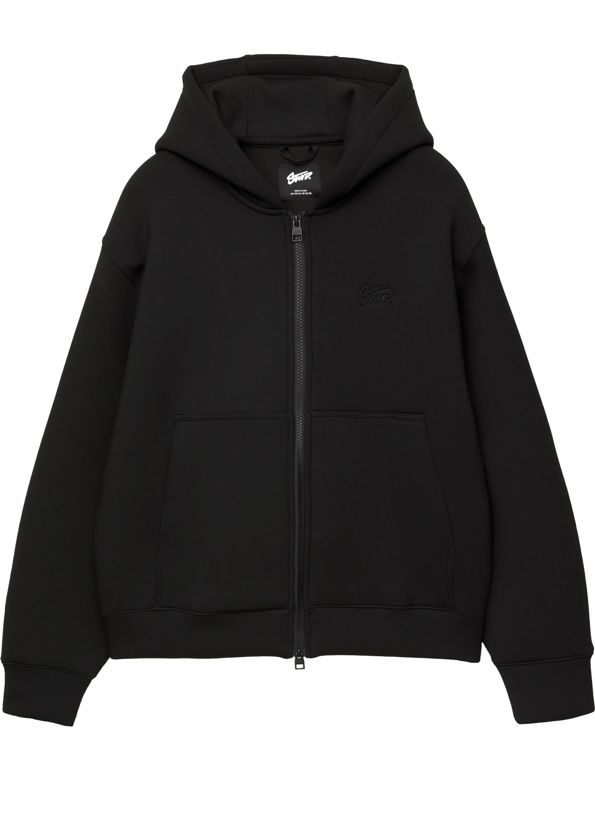 Neoprene-effect hoodie — Black