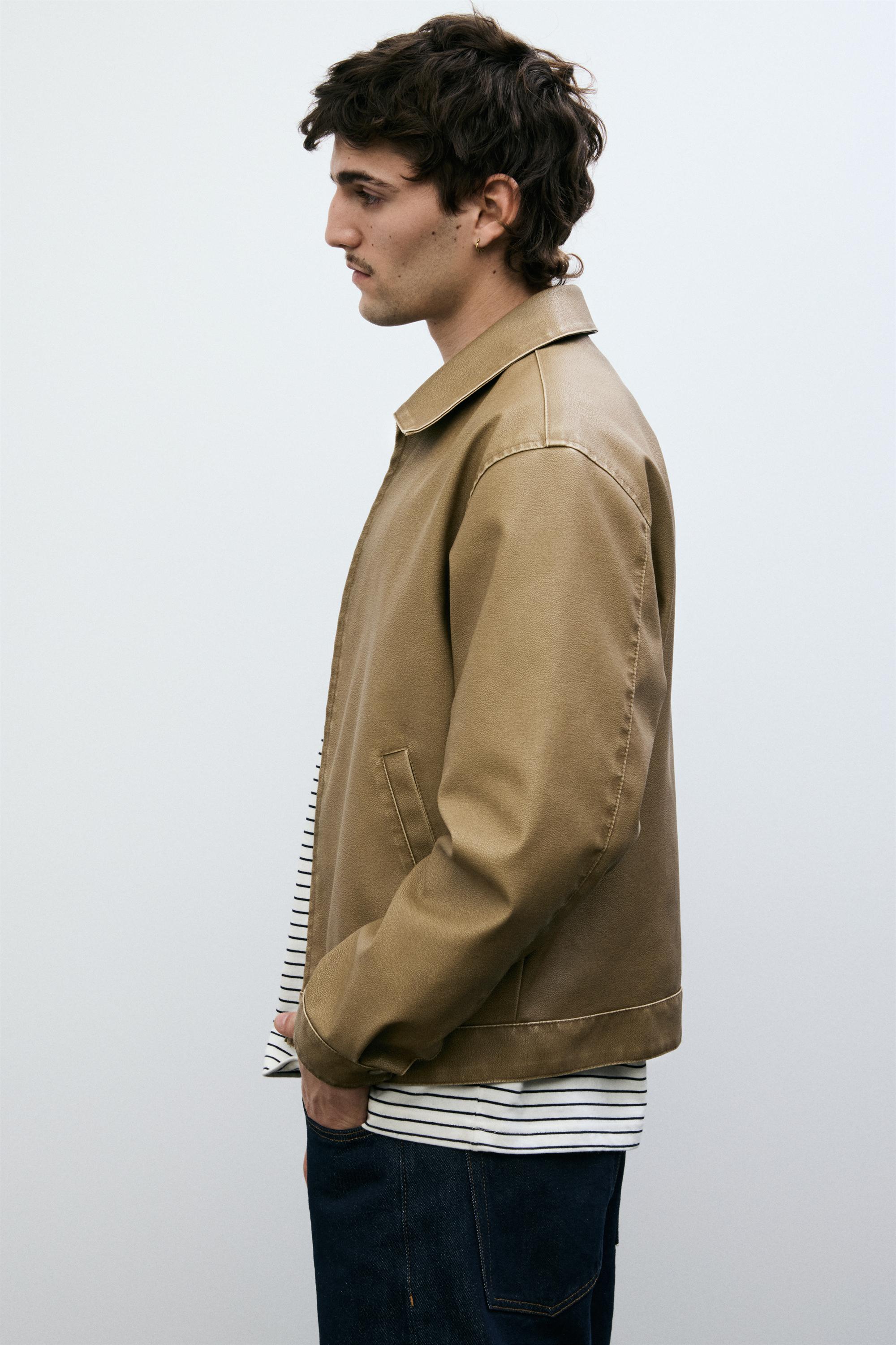 Yıkanmış suni deri ceket - Görsel 21