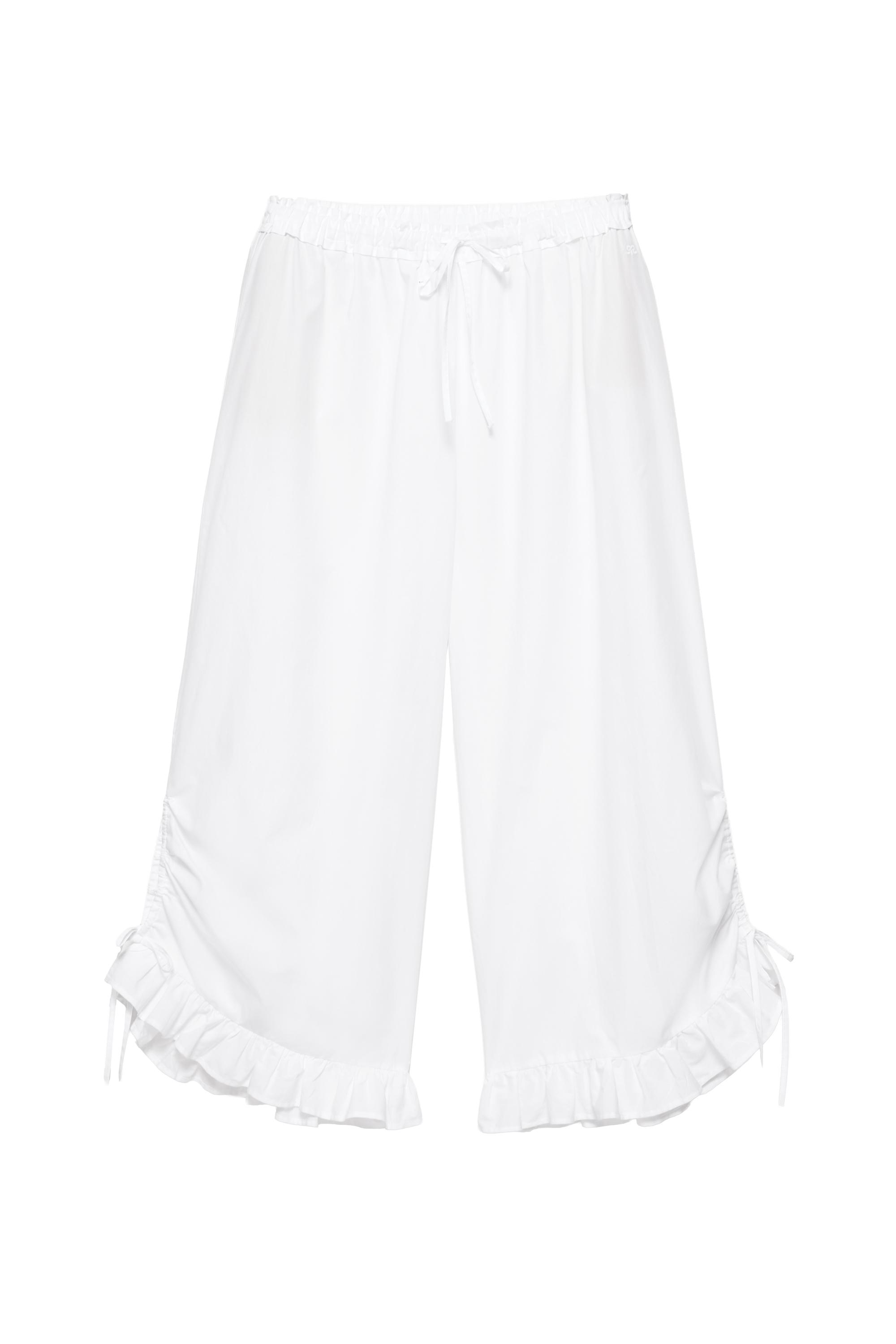 Pull&Bear Fırfırlı ve bağcıklı şalvar pantolon görsel 7