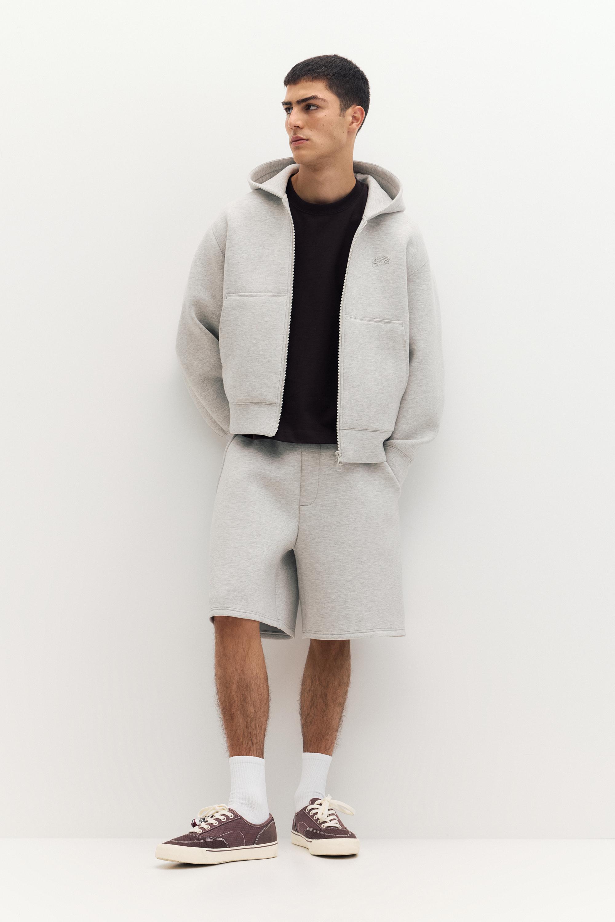 Neoprene-effect hoodie — Grey