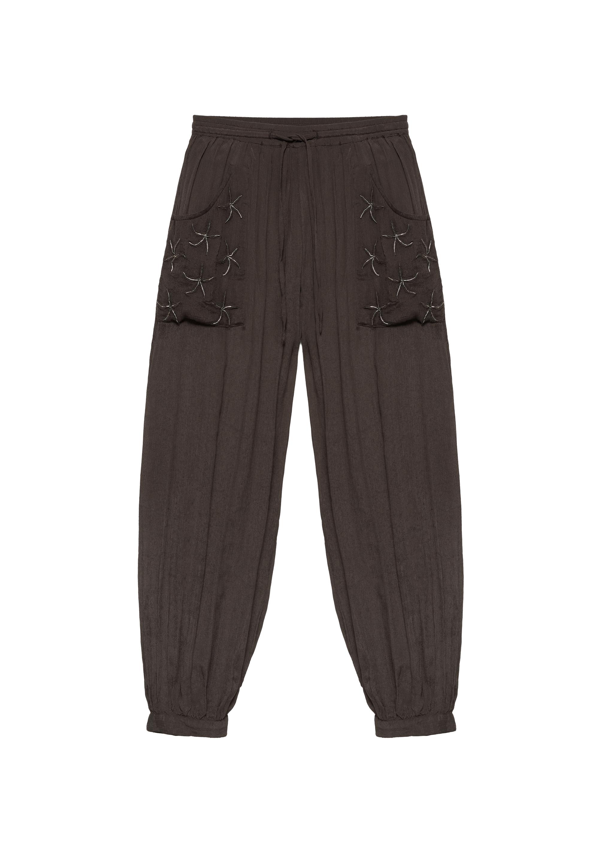 Beaded sarouel trousers — Brown