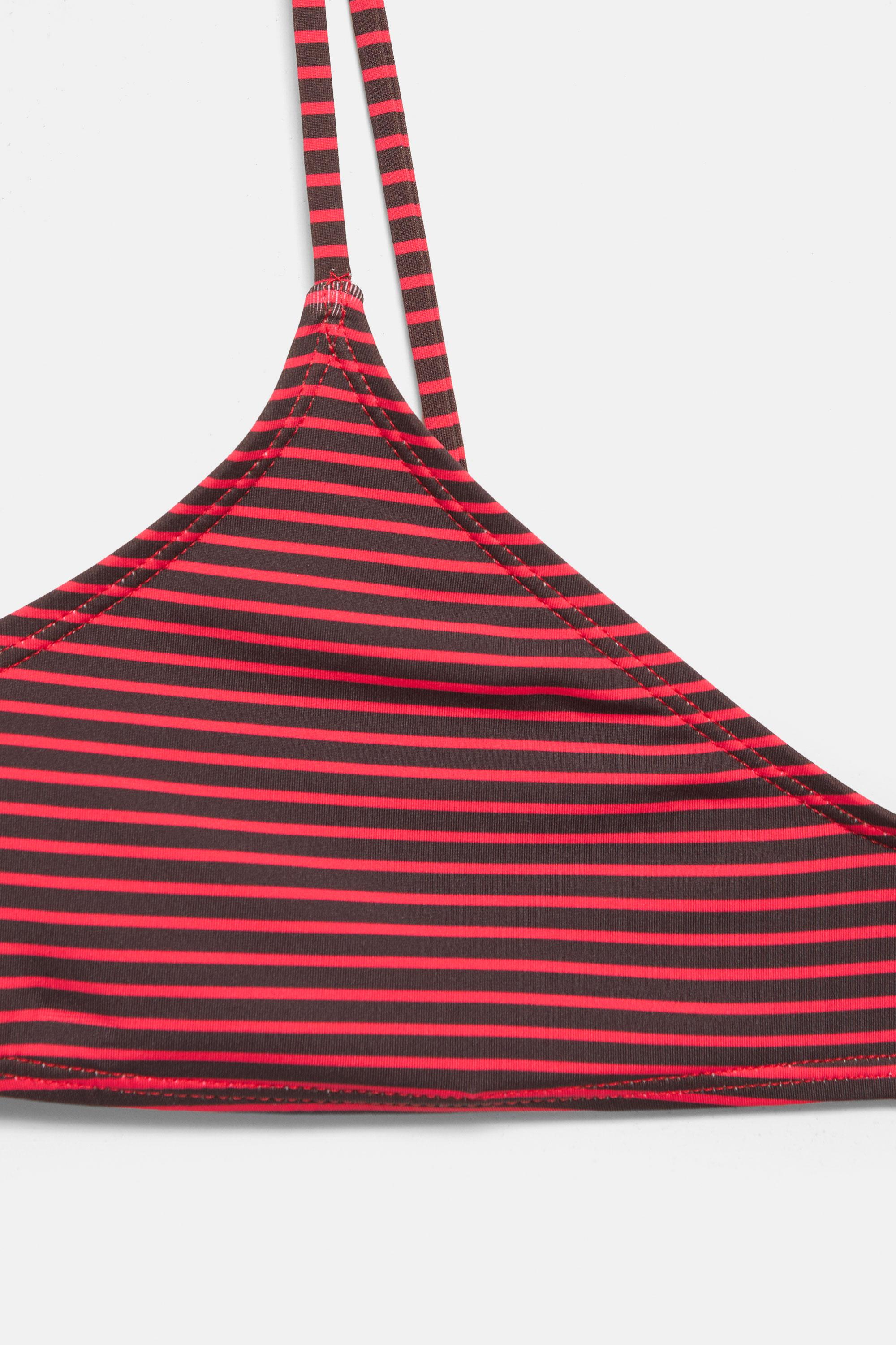 Striped bikini top — Red