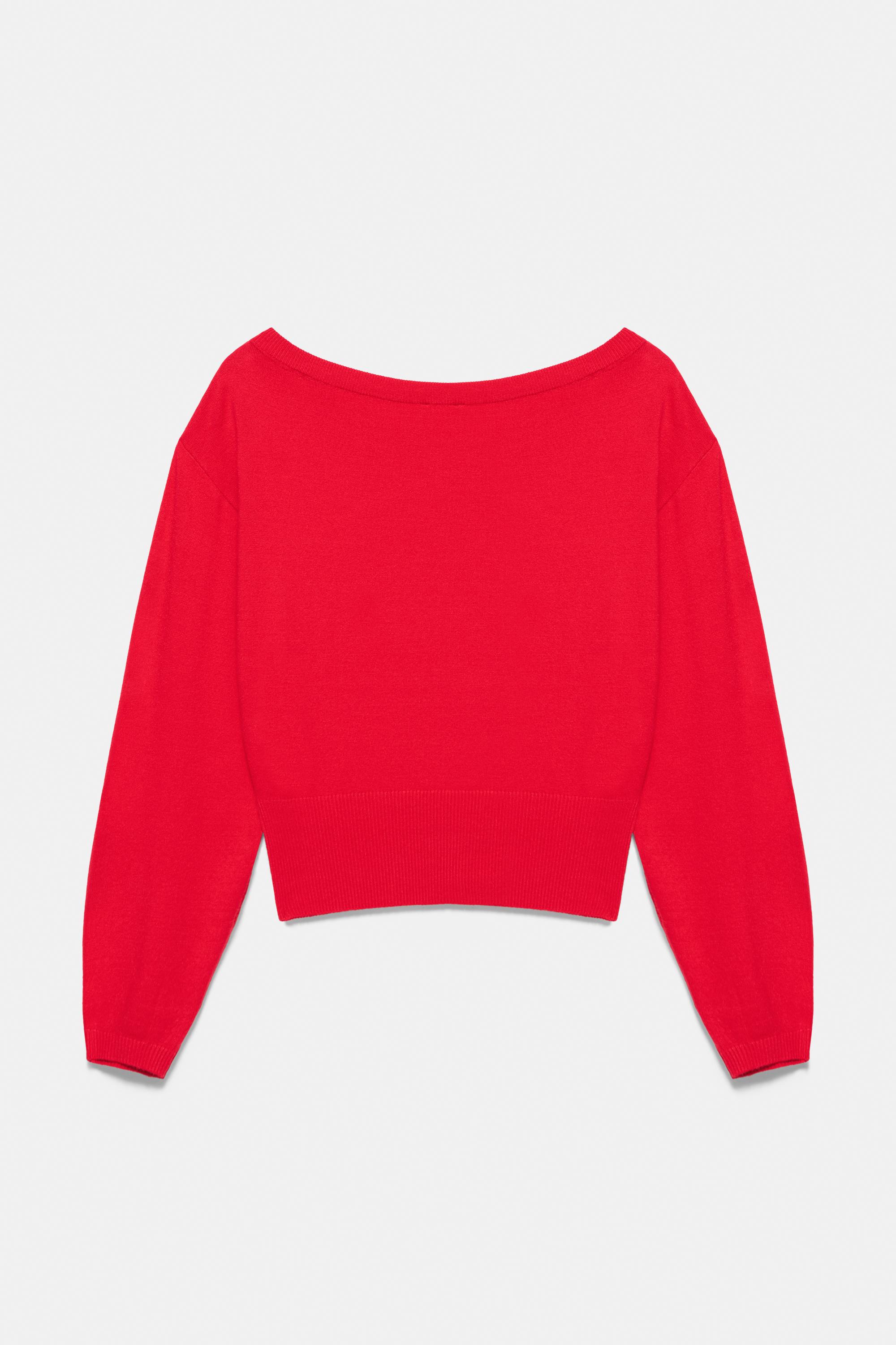 Asymmetric neck jumper — Red