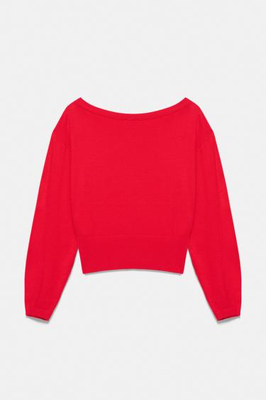 Asymmetric neck jumper — Red 7