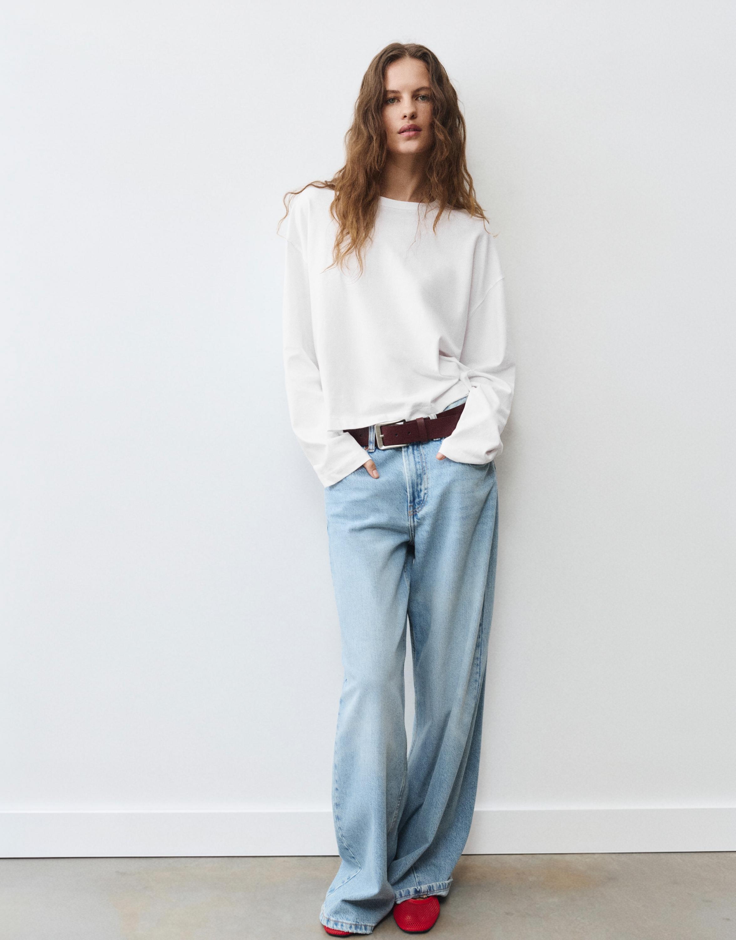 Boxy-fit long sleeve T-shirt — White