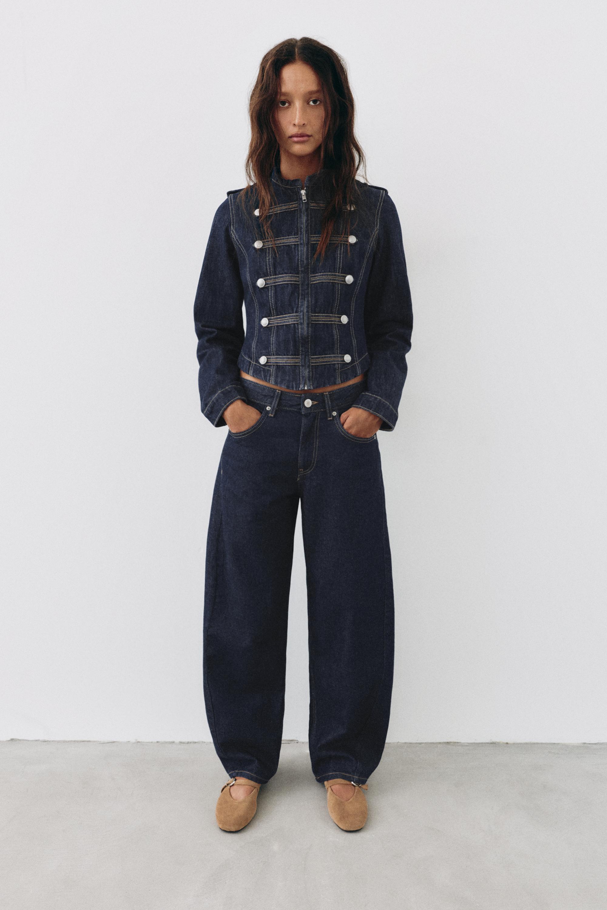 Low-rise barrel jeans — Navy