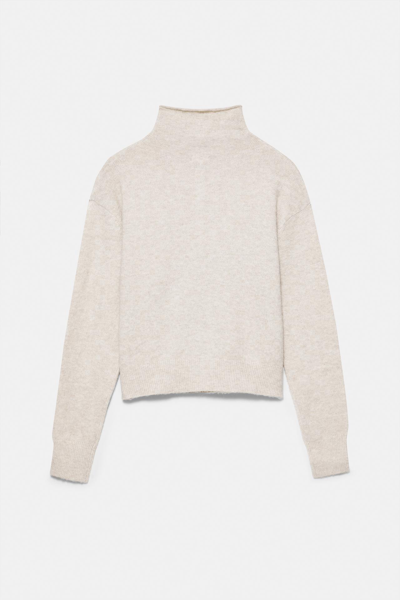 High neck buttoned cardigan — Ecru