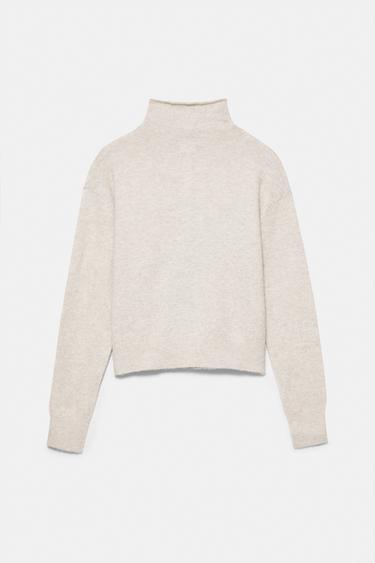 High neck buttoned cardigan — Ecru 7