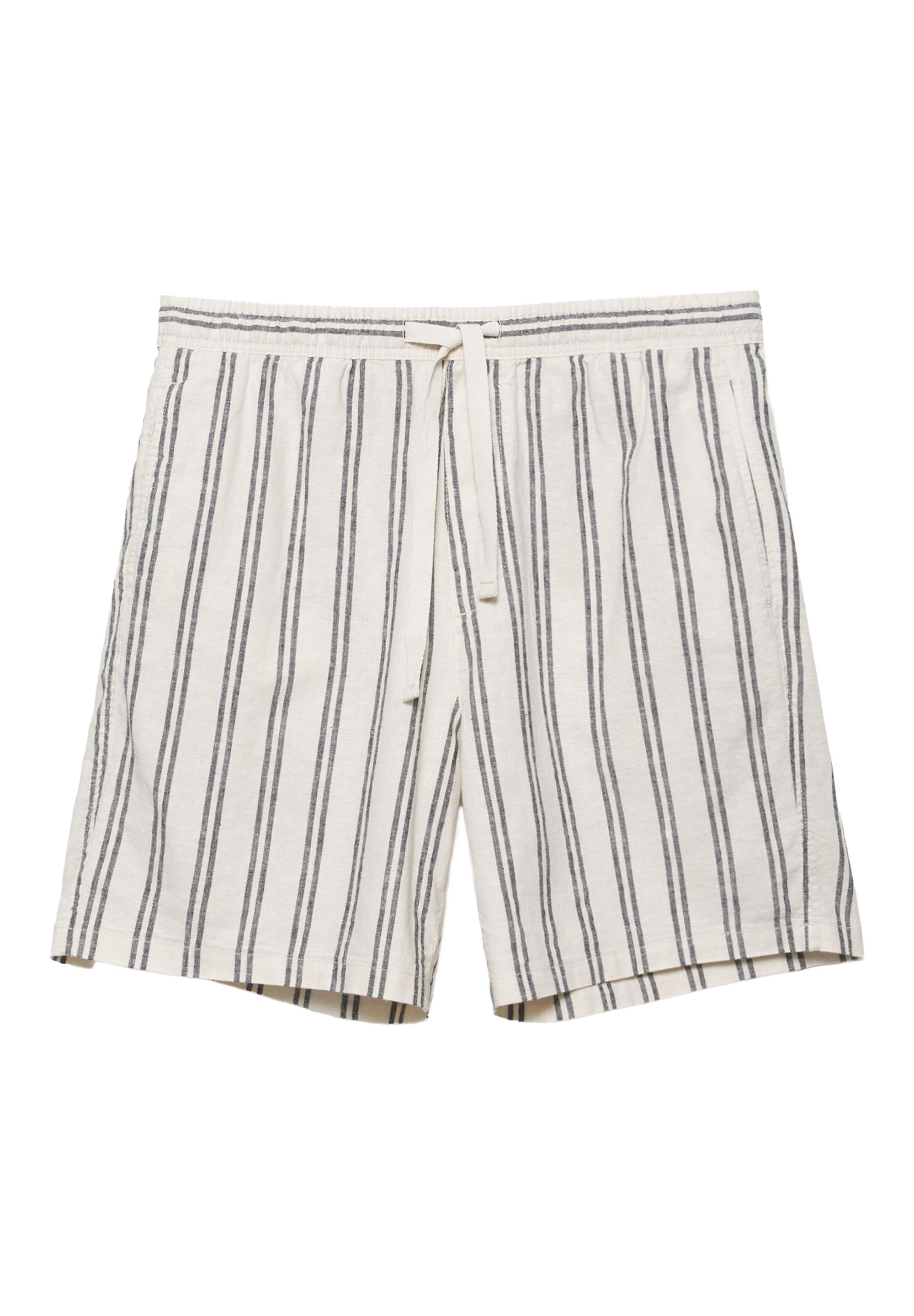 Linen blend jogger Bermuda shorts — White/Marble