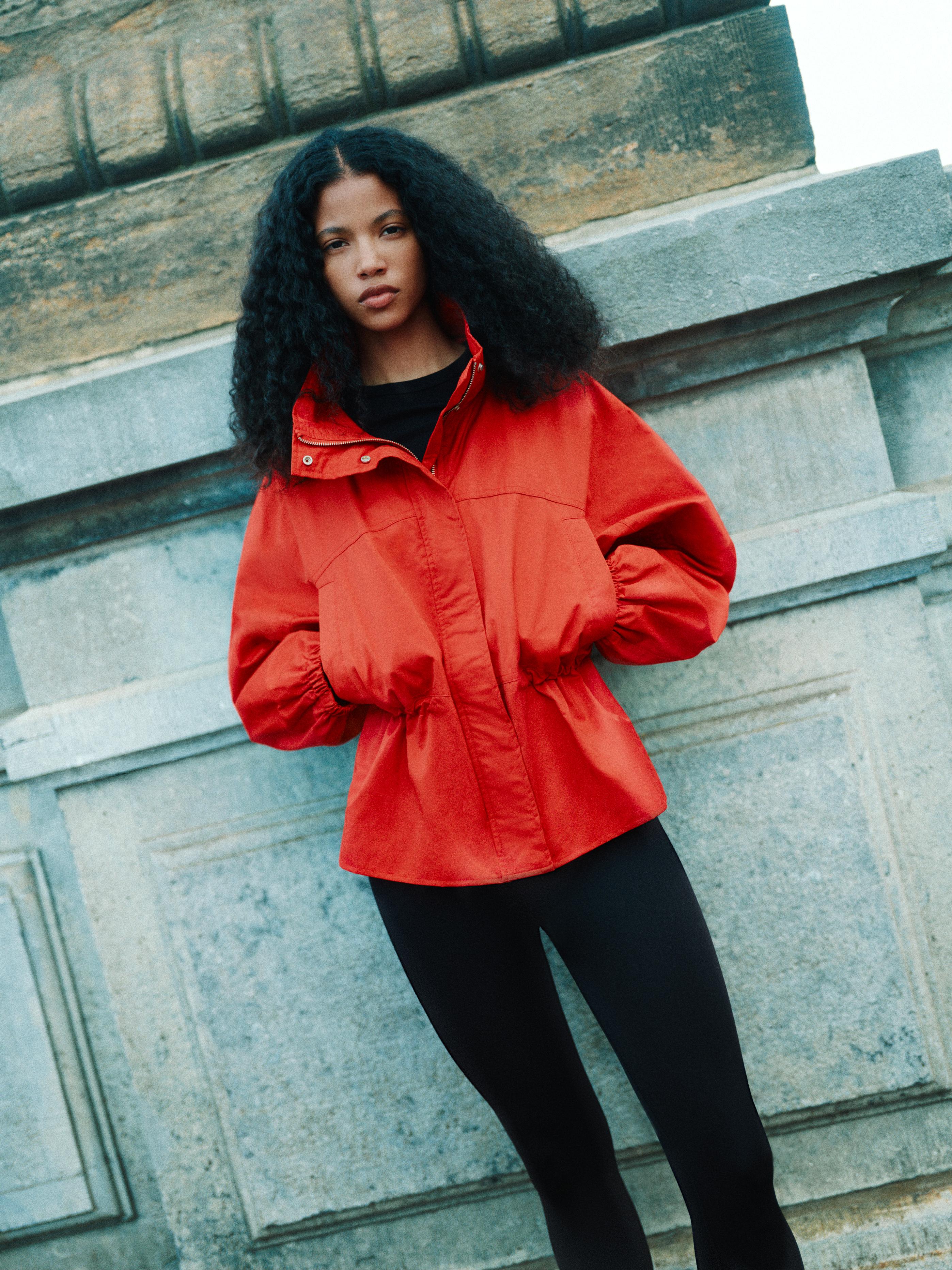Drawstring waist jacket — Red