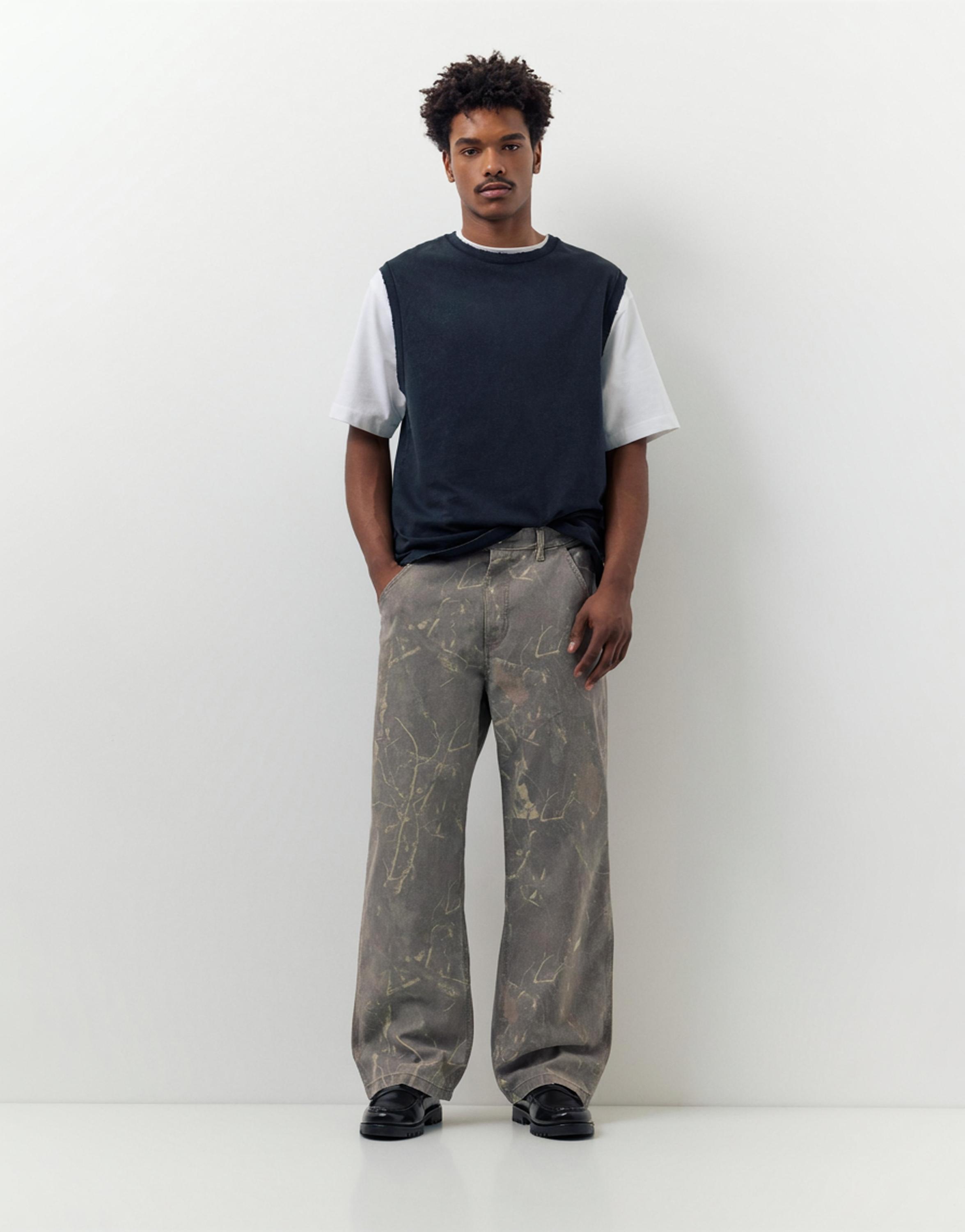 Printed wide-leg trousers — Grey