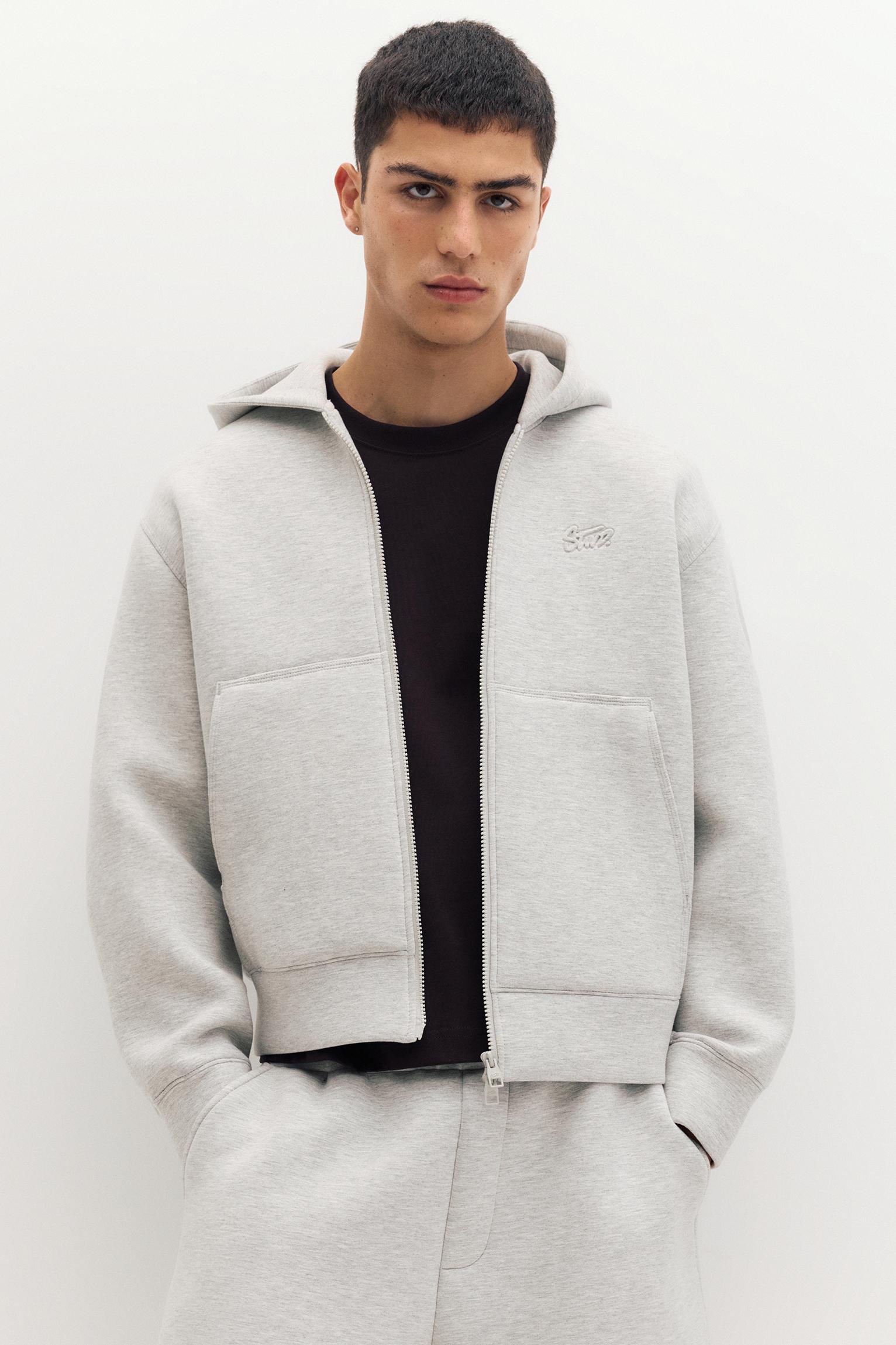 Neoprene-effect hoodie — Grey