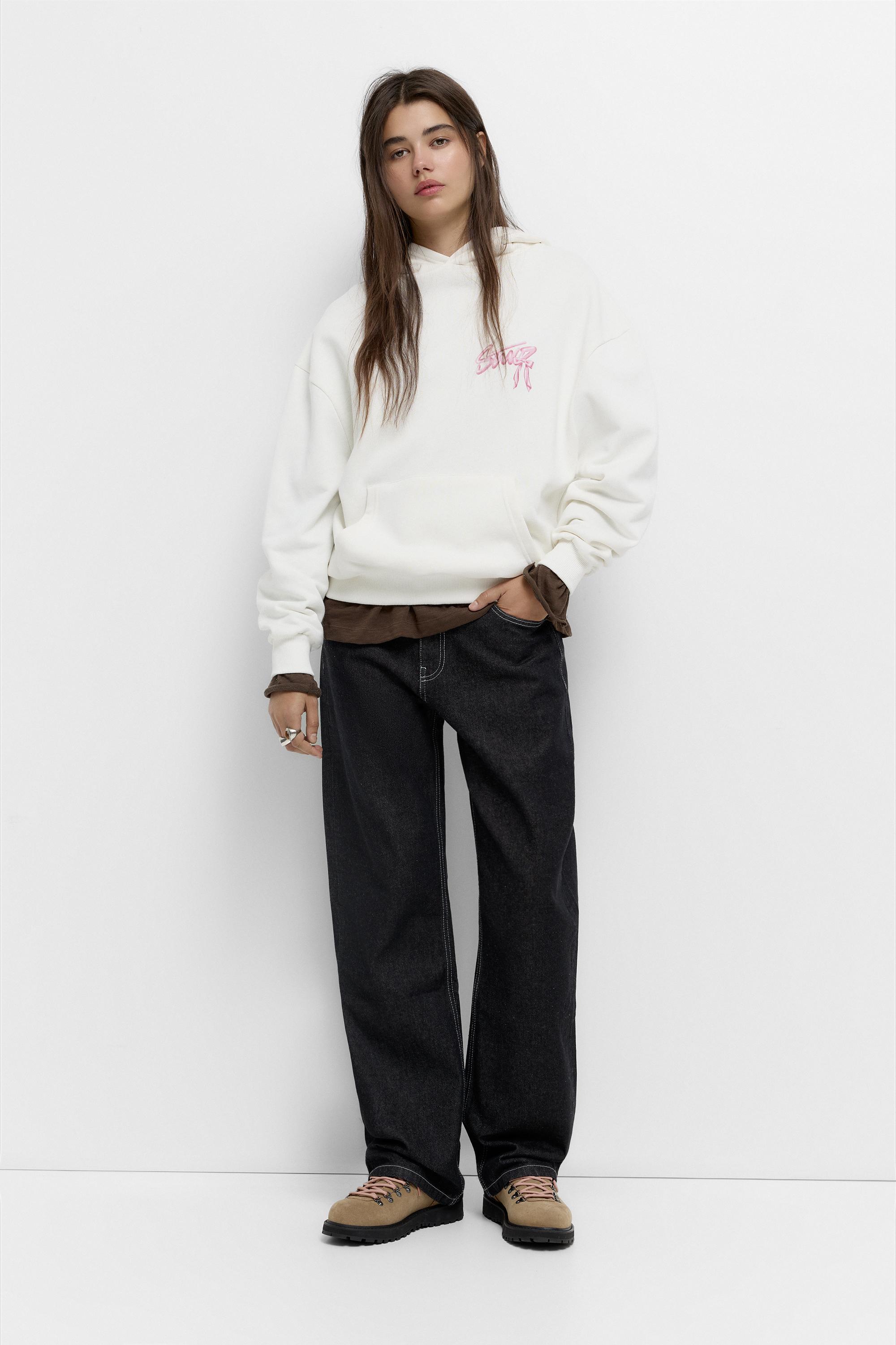 Fiyonk grafikli kapüşonlu sweatshirt - Görsel 19