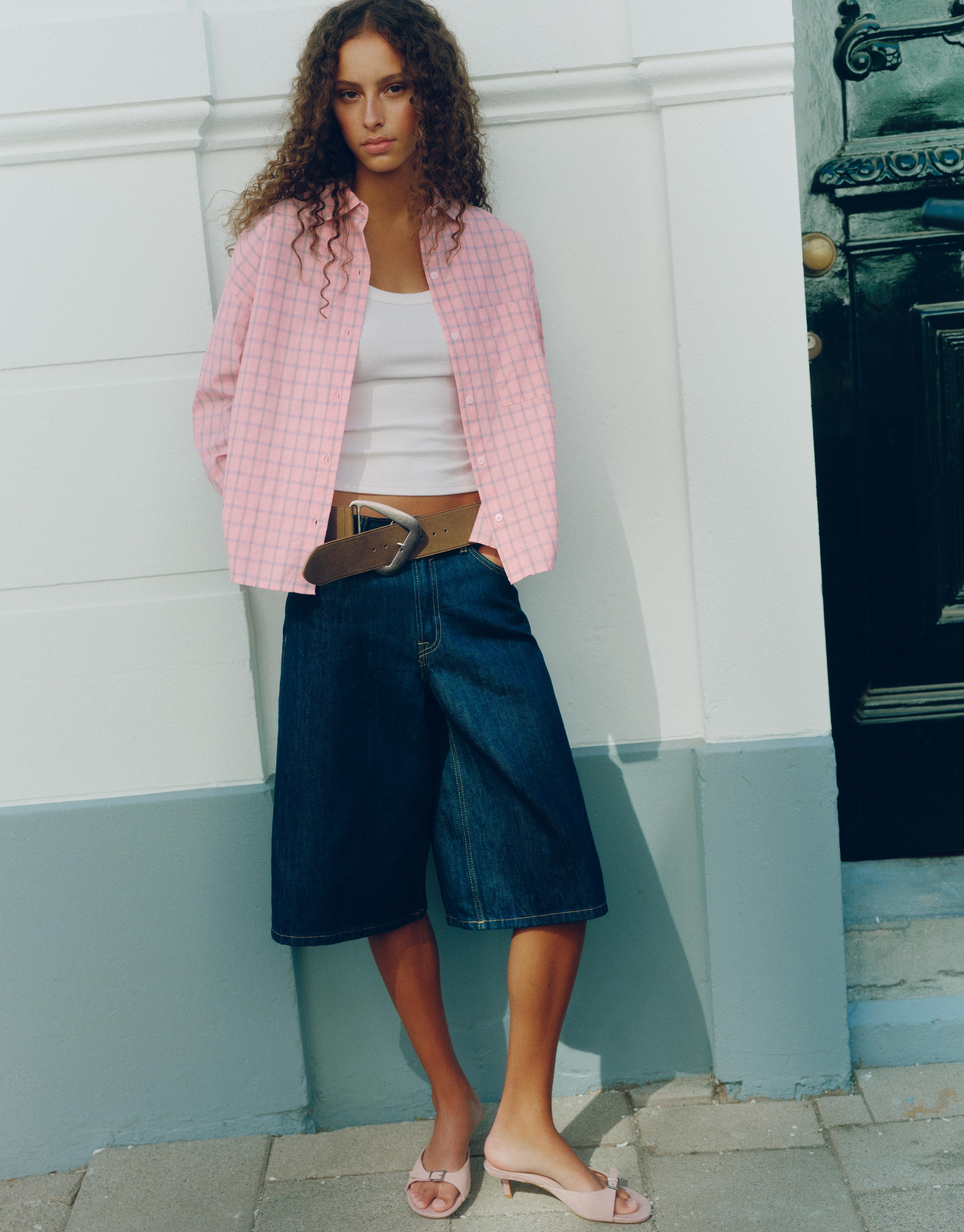 Check pocket shirt — Pink