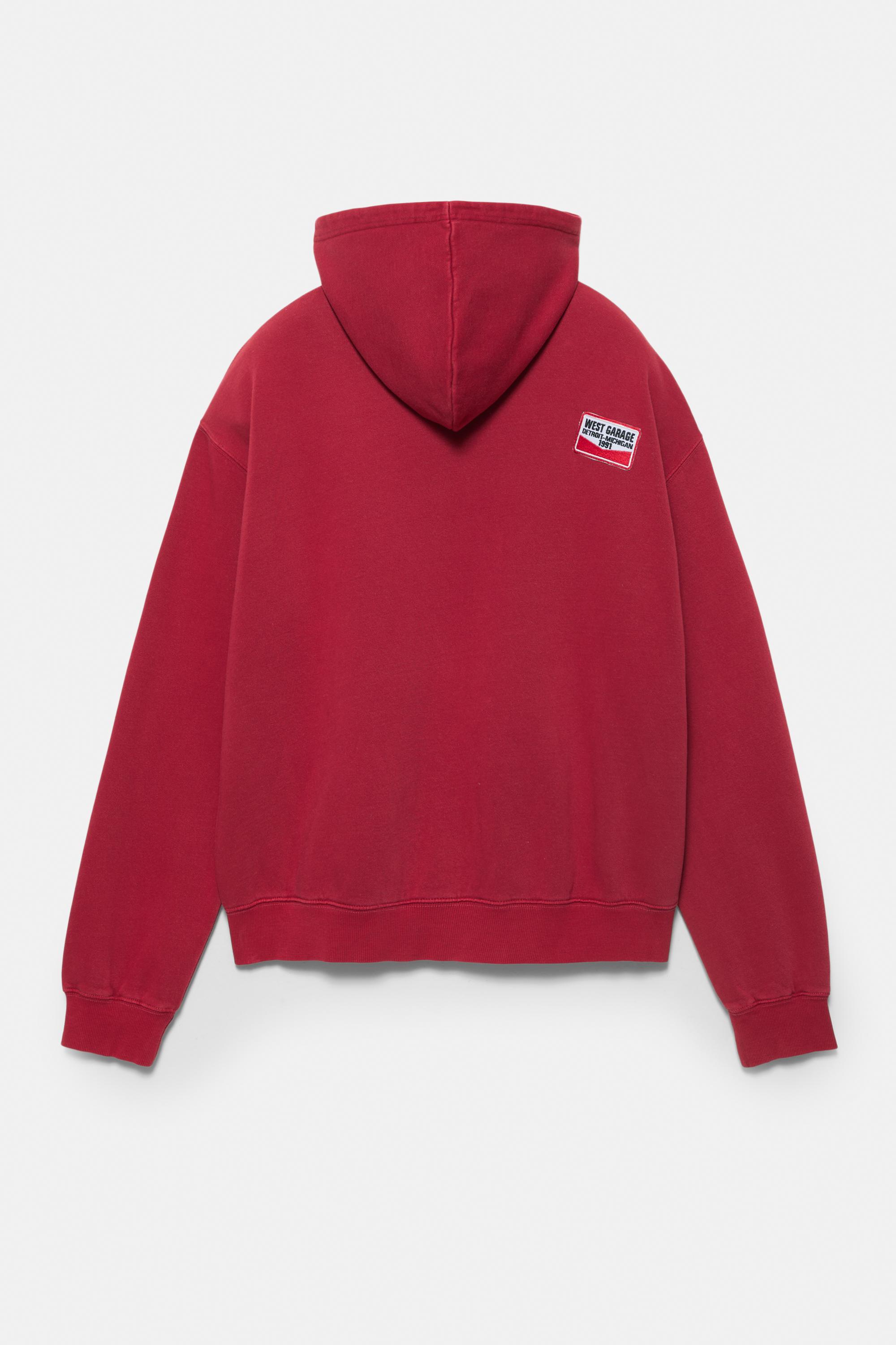 Fermuarlı yamalı kapüşonlu sweatshirt - Görsel 2