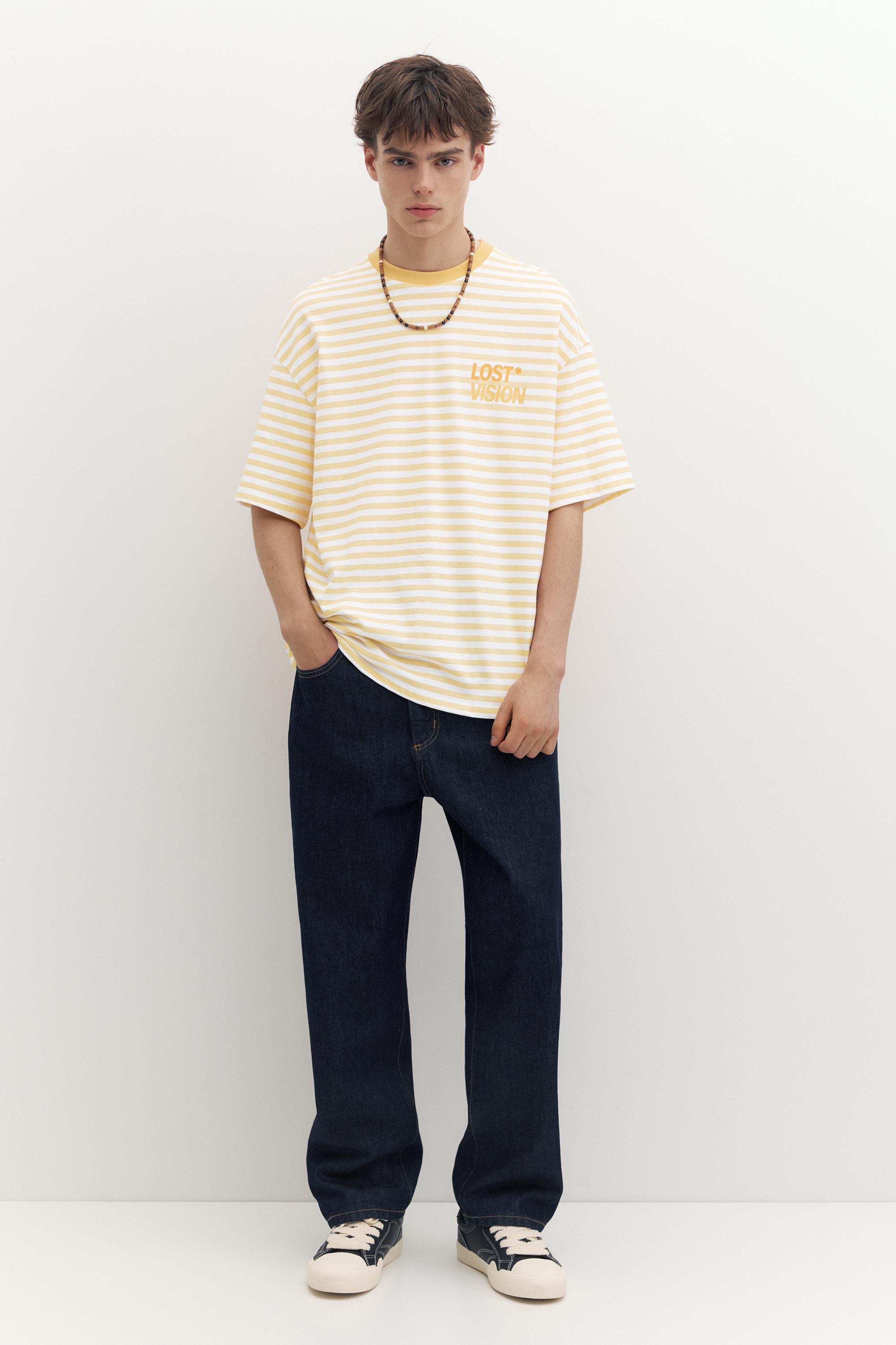 STWD boxy striped T-shirt — Yellow