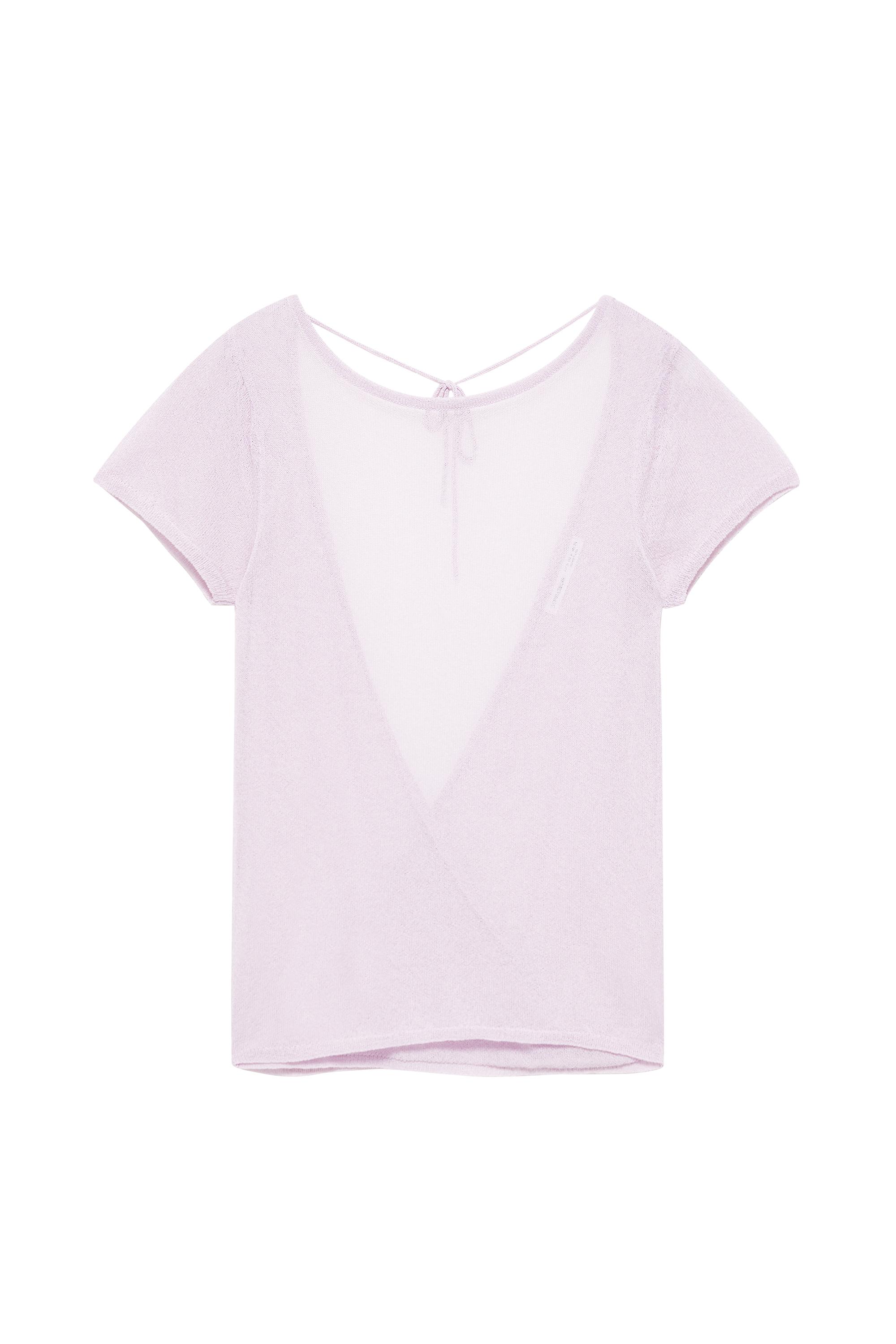 Kısa kollu açık sırtlı örgü top - Görsel 4