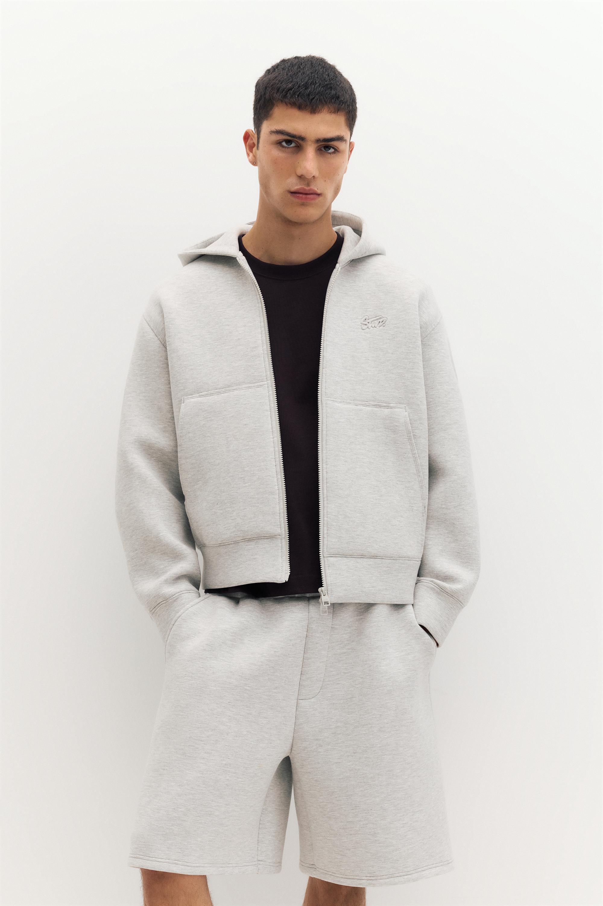 Neoprene-effect hoodie — Grey