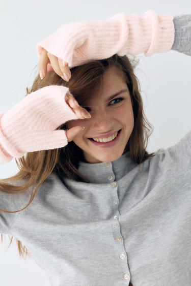Ribbed knit mittens — Pink 2