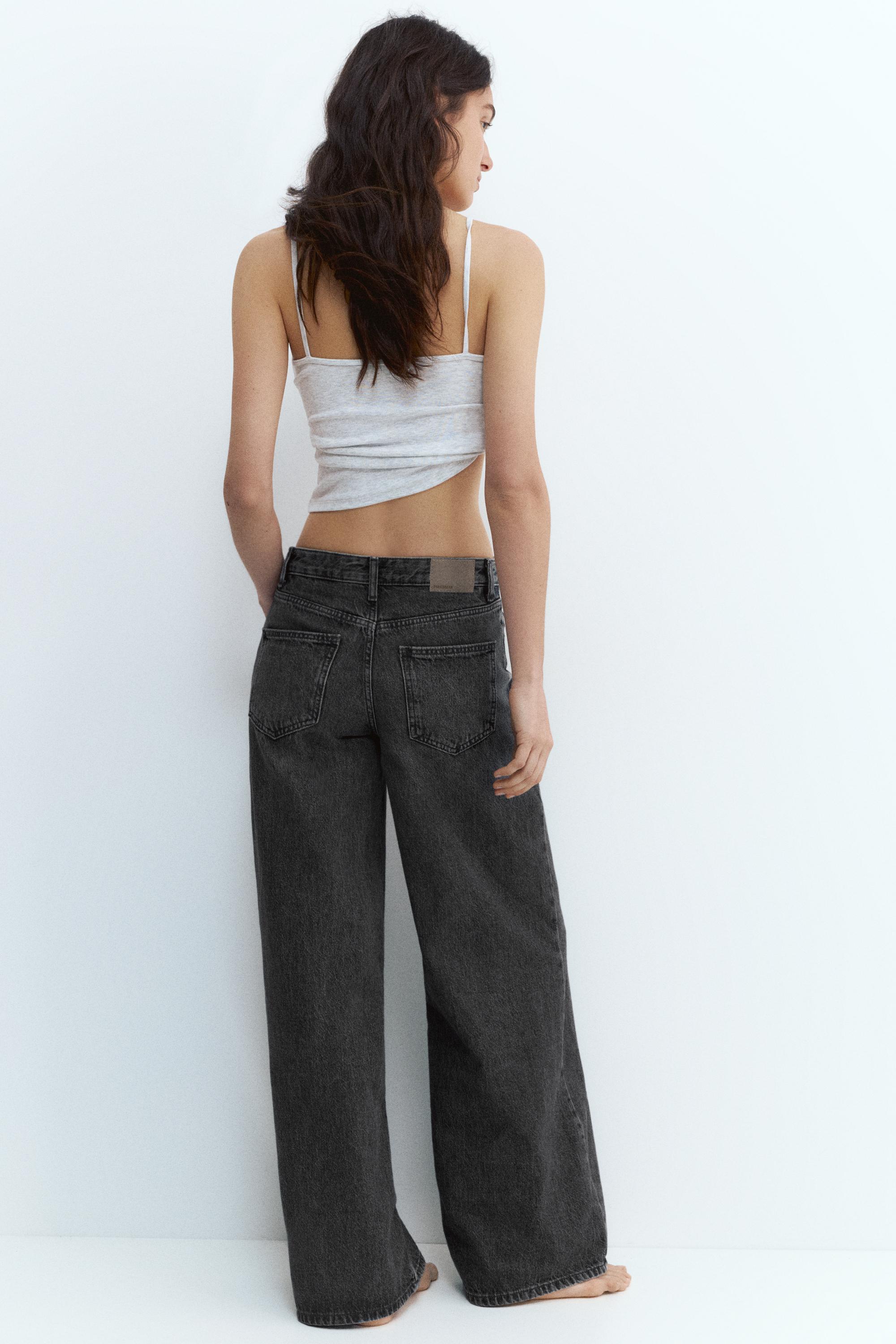 Low-rise wide-leg jeans — Medium grey