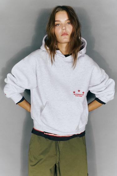Star graphic hoodie — Grey marl 1