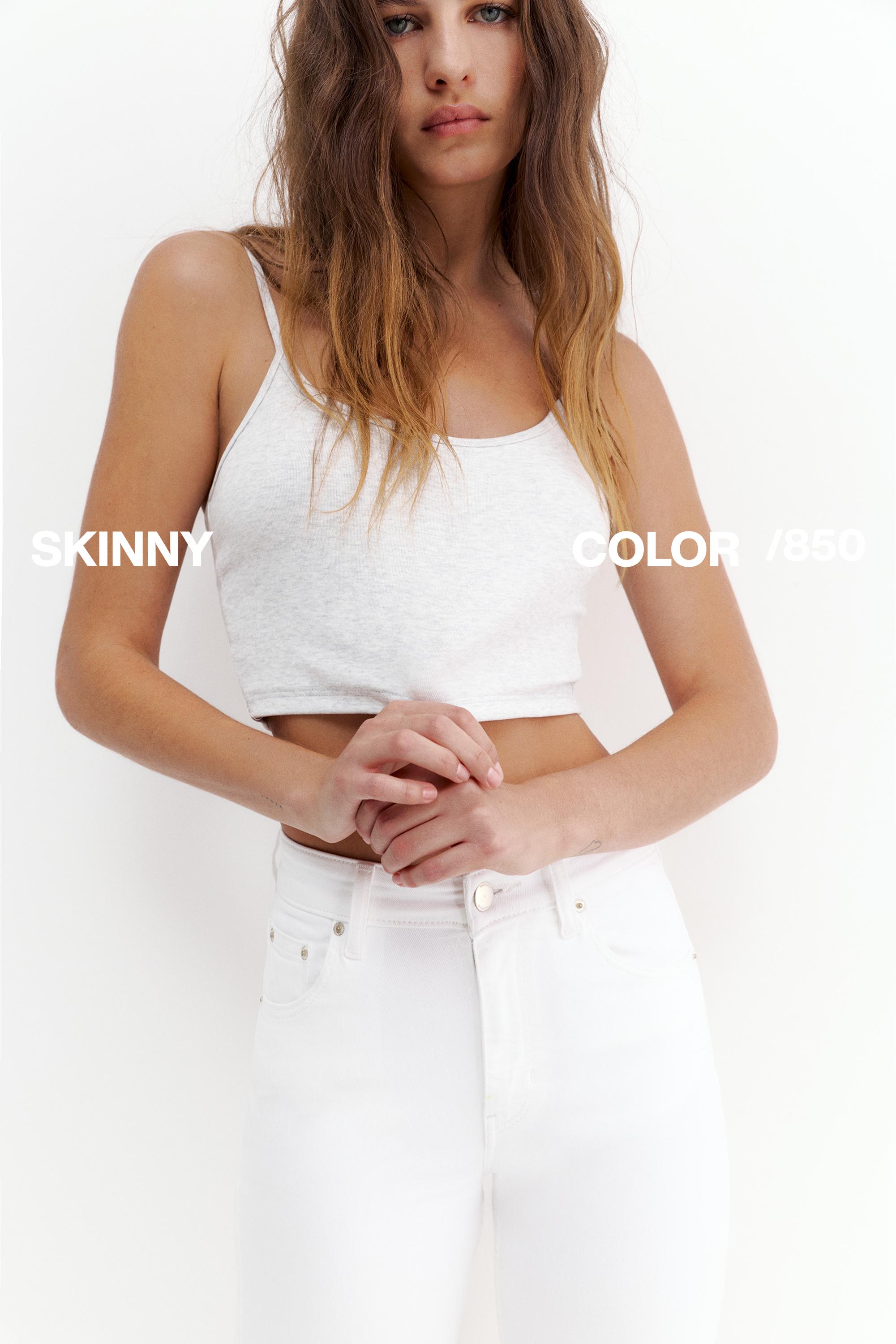 High-waist skinny jeans — Bright white
