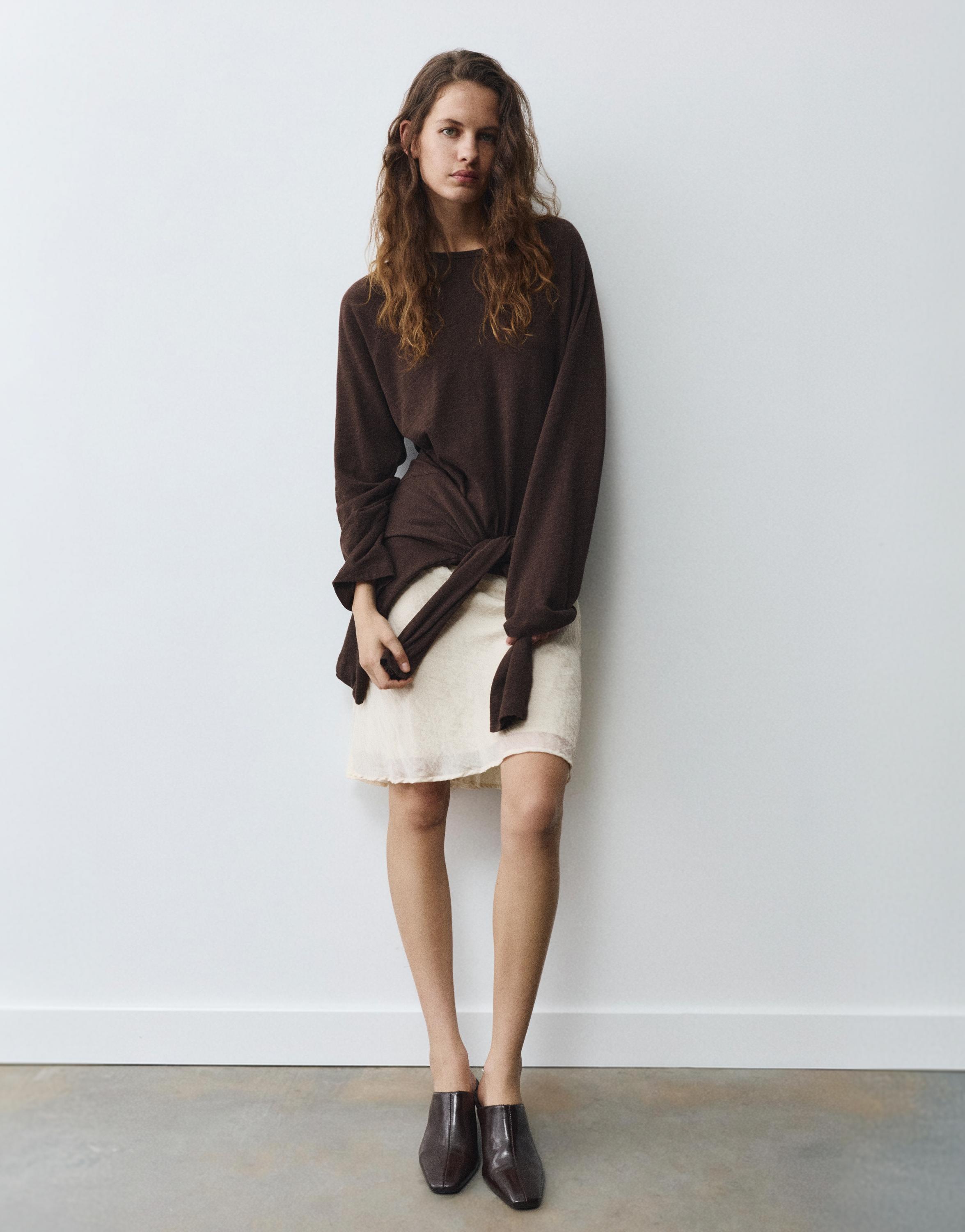 Long sleeve raglan T-shirt — Brown