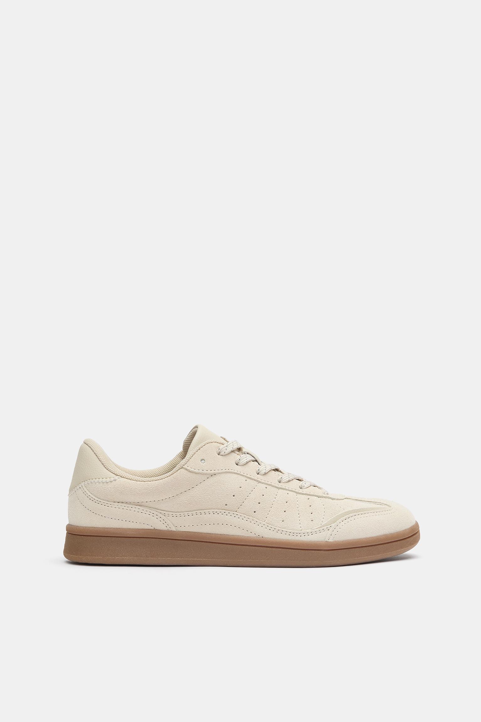 Split leather sneakers — Ecru