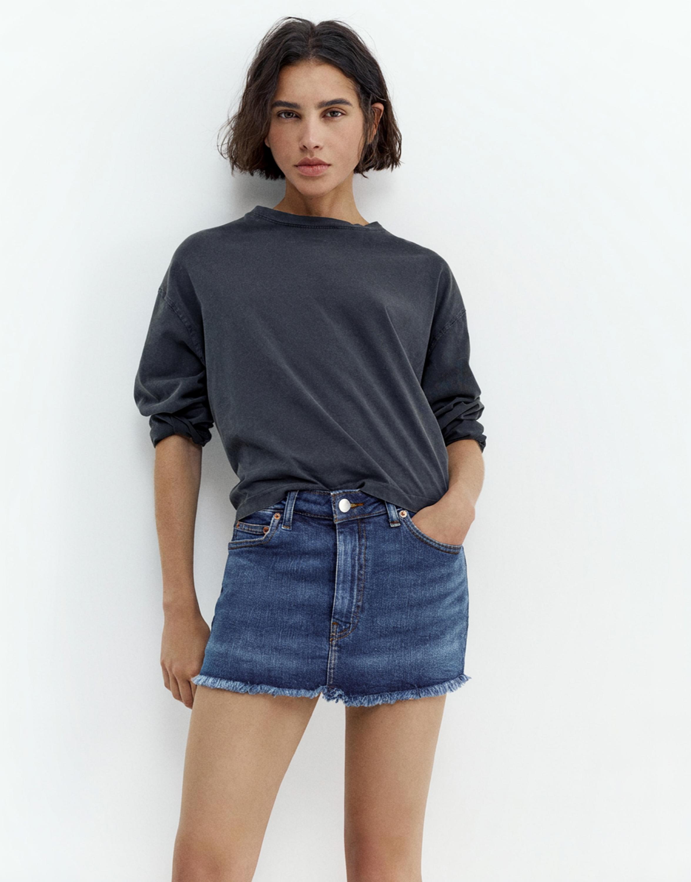 Denim skort — Dark blue