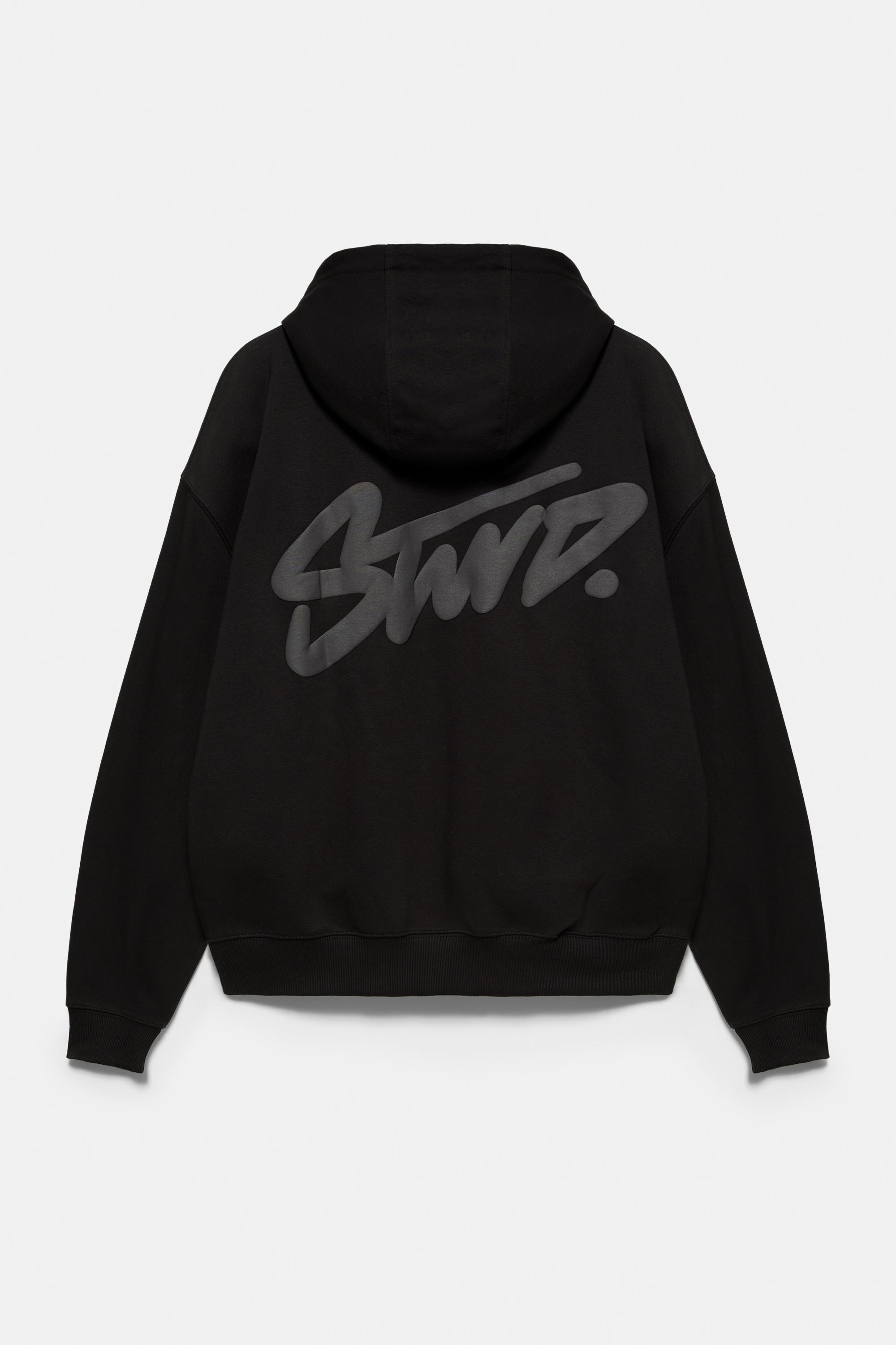 STWD logo boxy hoodie — Black