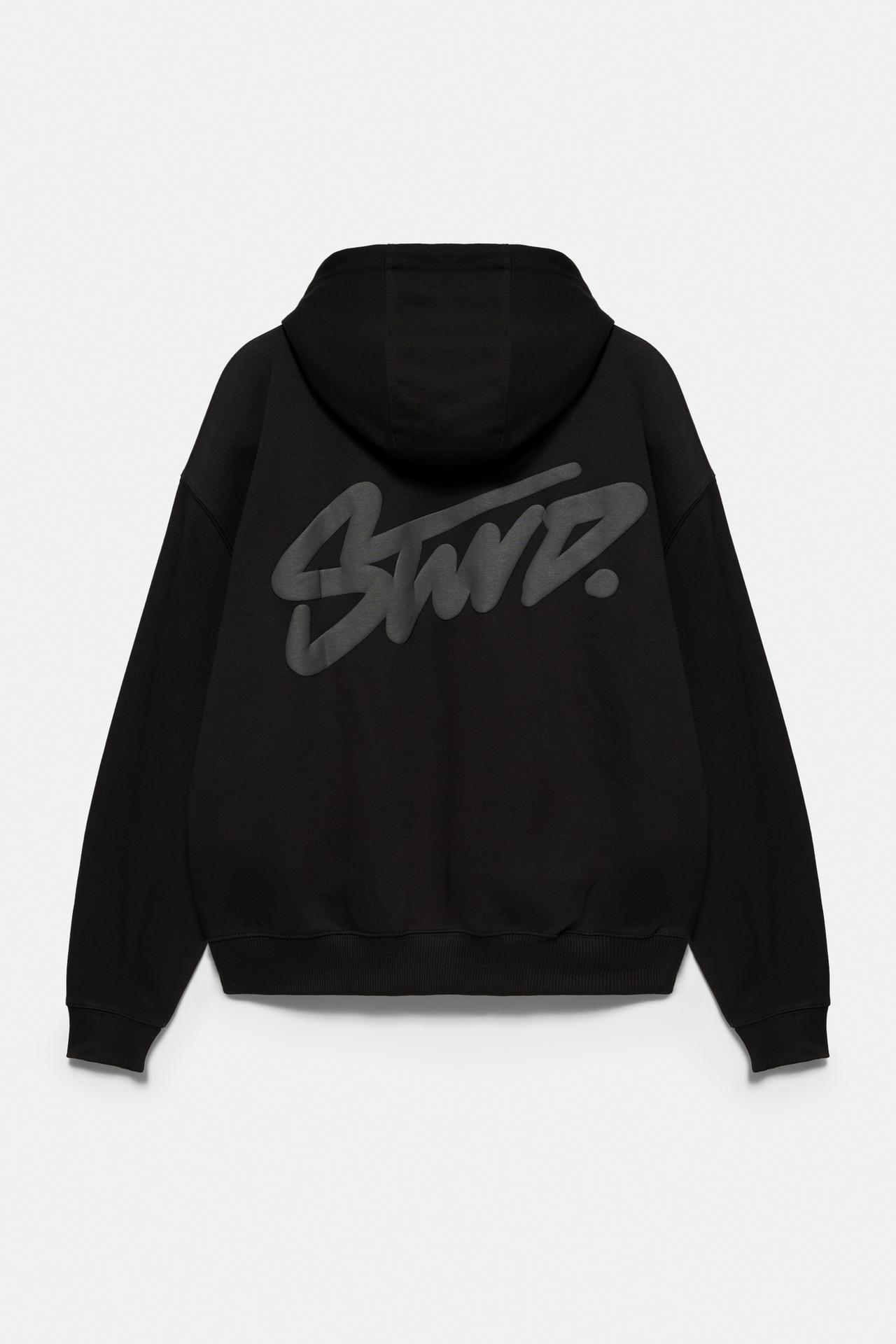STWD logo boxy hoodie — Black