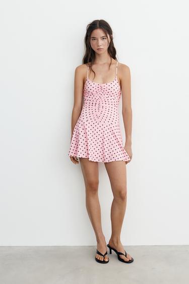 Short strappy gathered dress — Pink 4