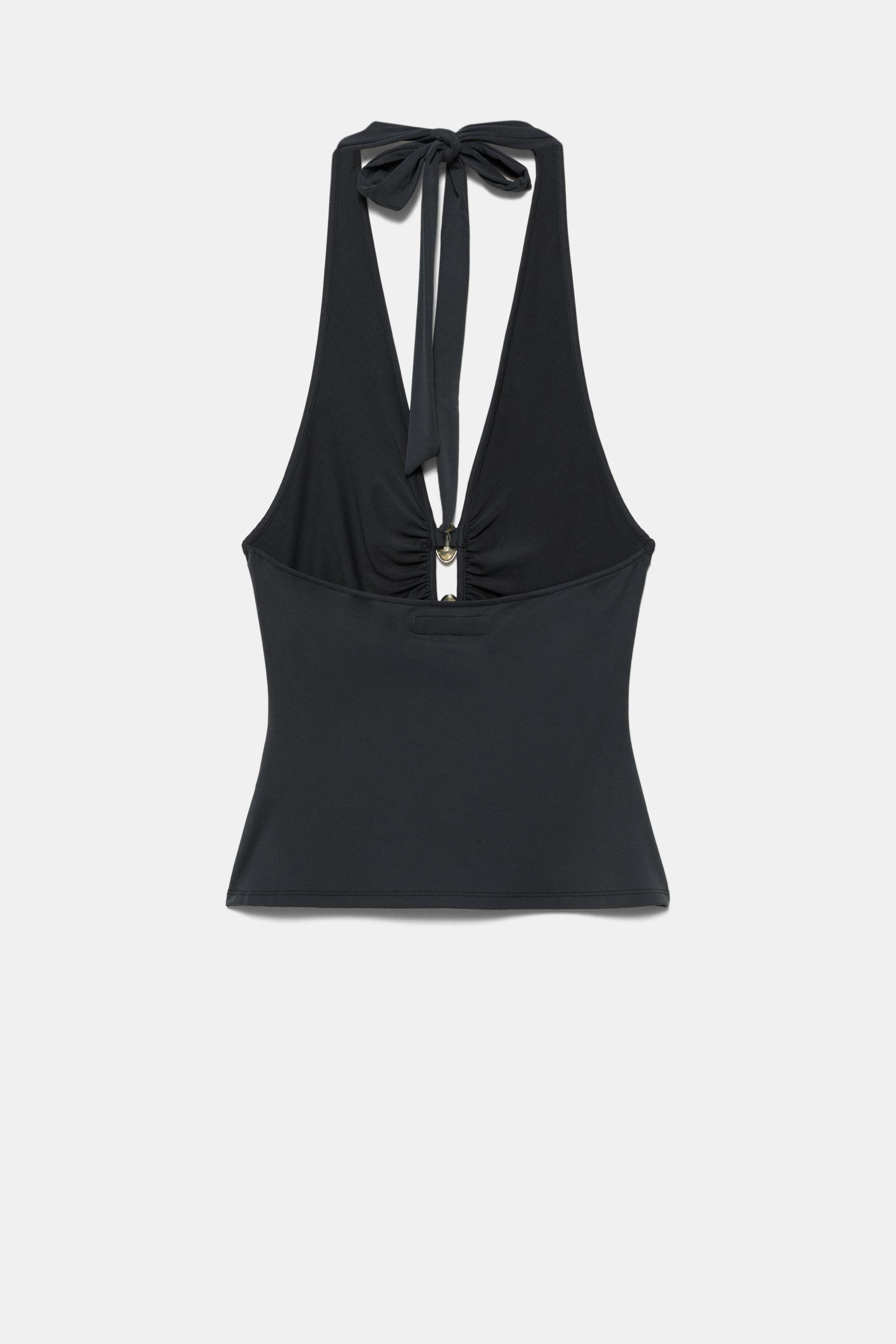 Halter top with metallic details — Dark grey