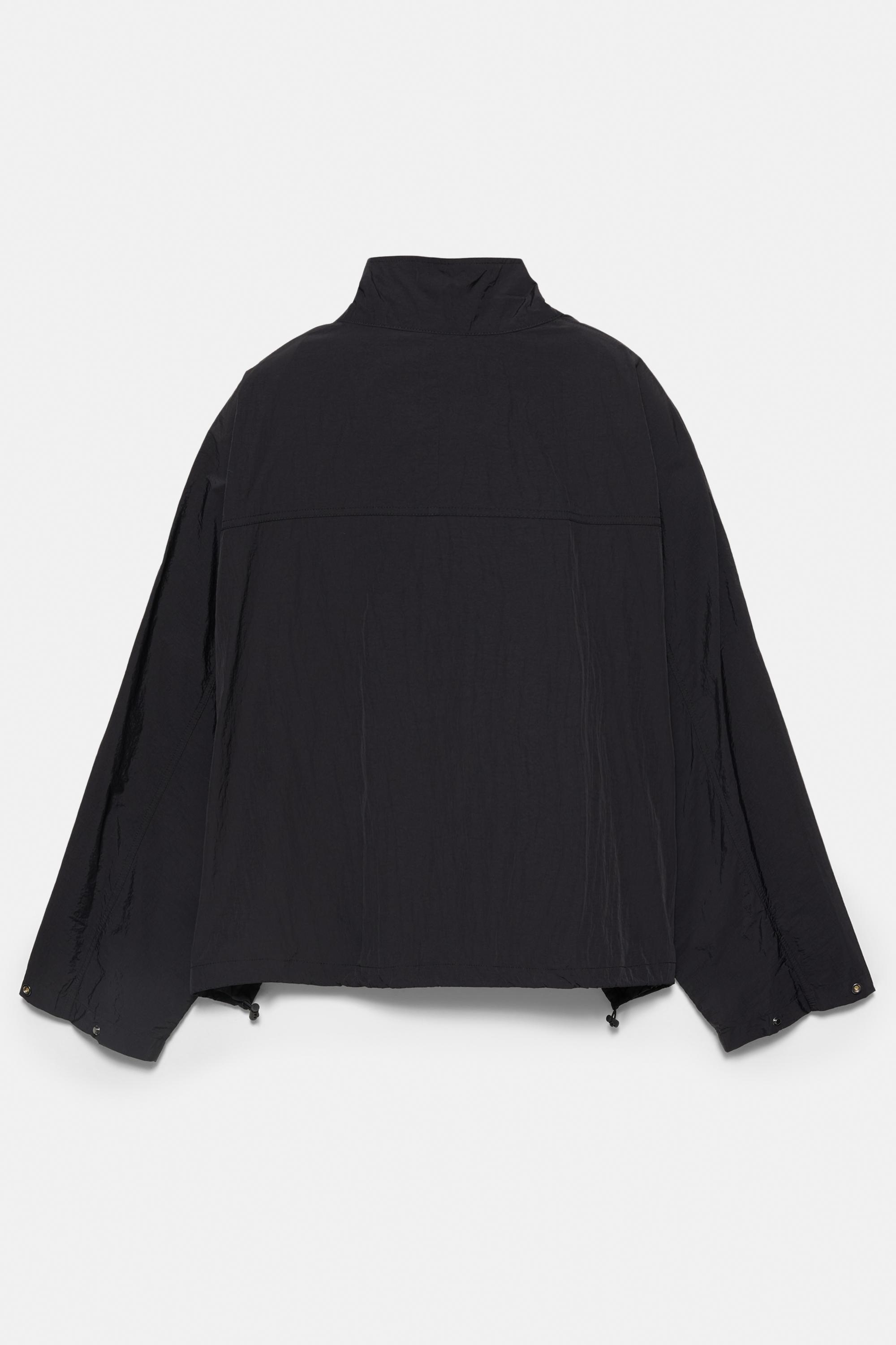 Short nylon-effect jacket — Black
