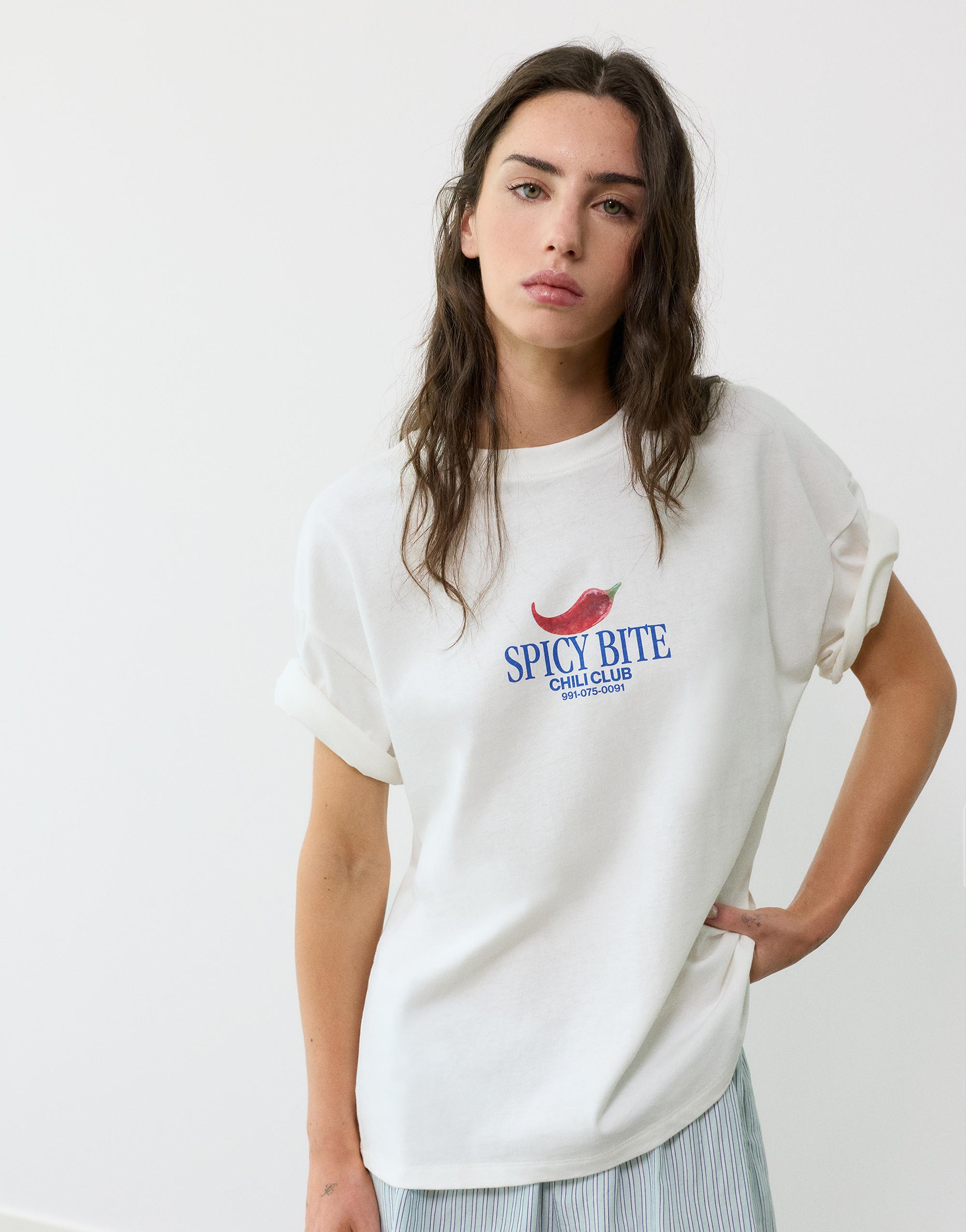 Oversize chilli graphic T-shirt — Ice
