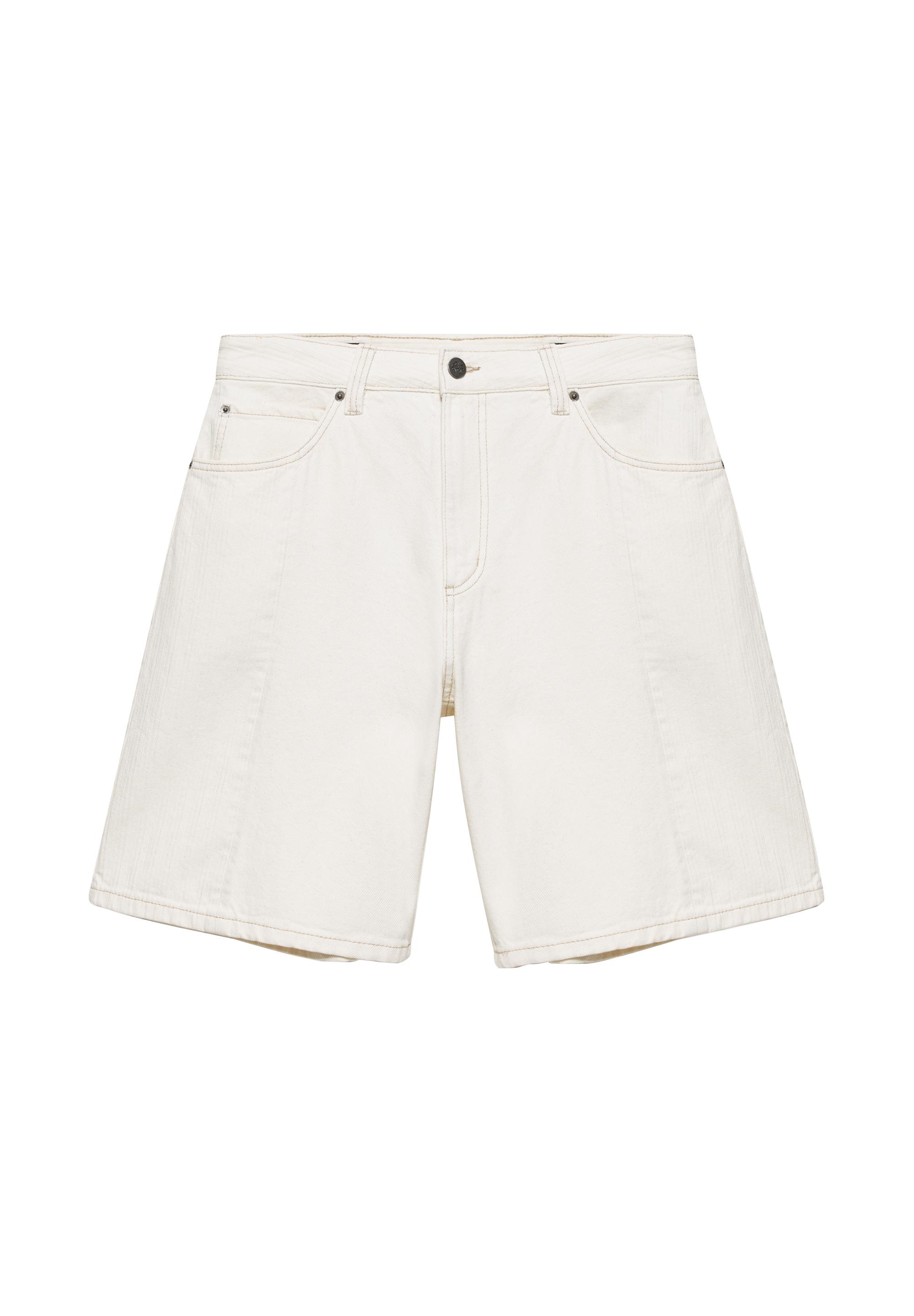 Baggy relaxed denim Bermuda shorts — White