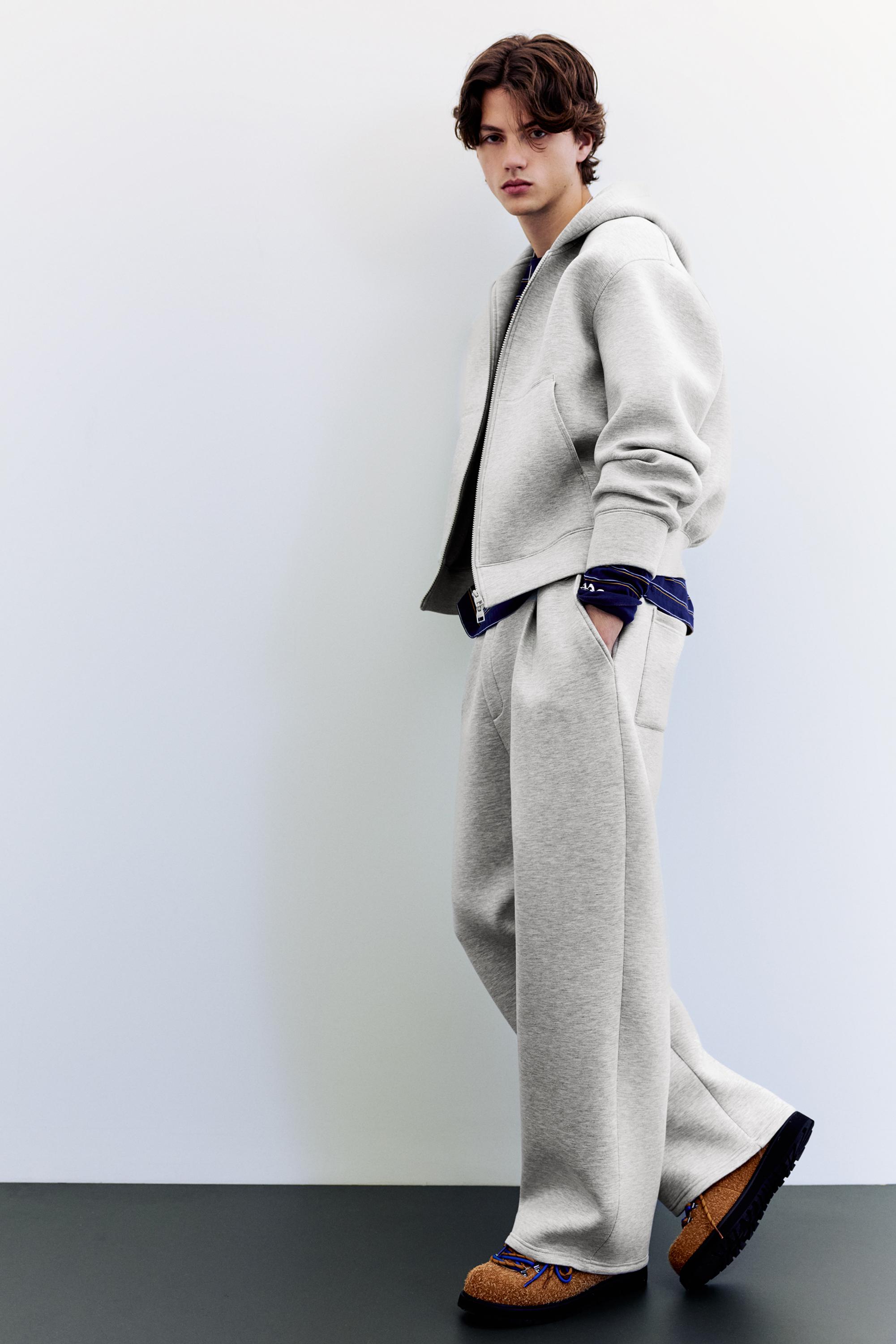 Balloon fit tracksuit bottoms — Grey marl
