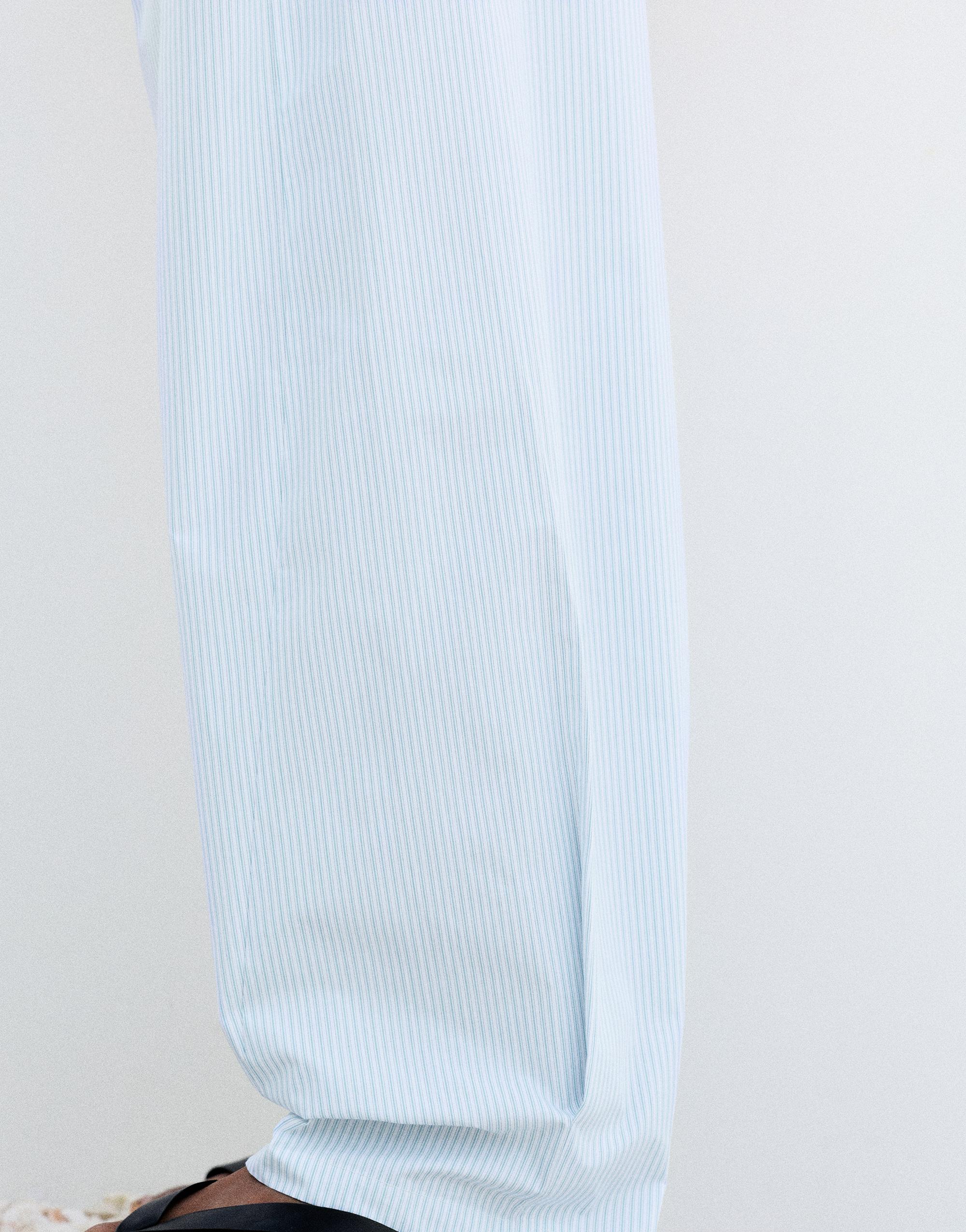 Relaxed fit striped pyjama-style trousers — Pale blue